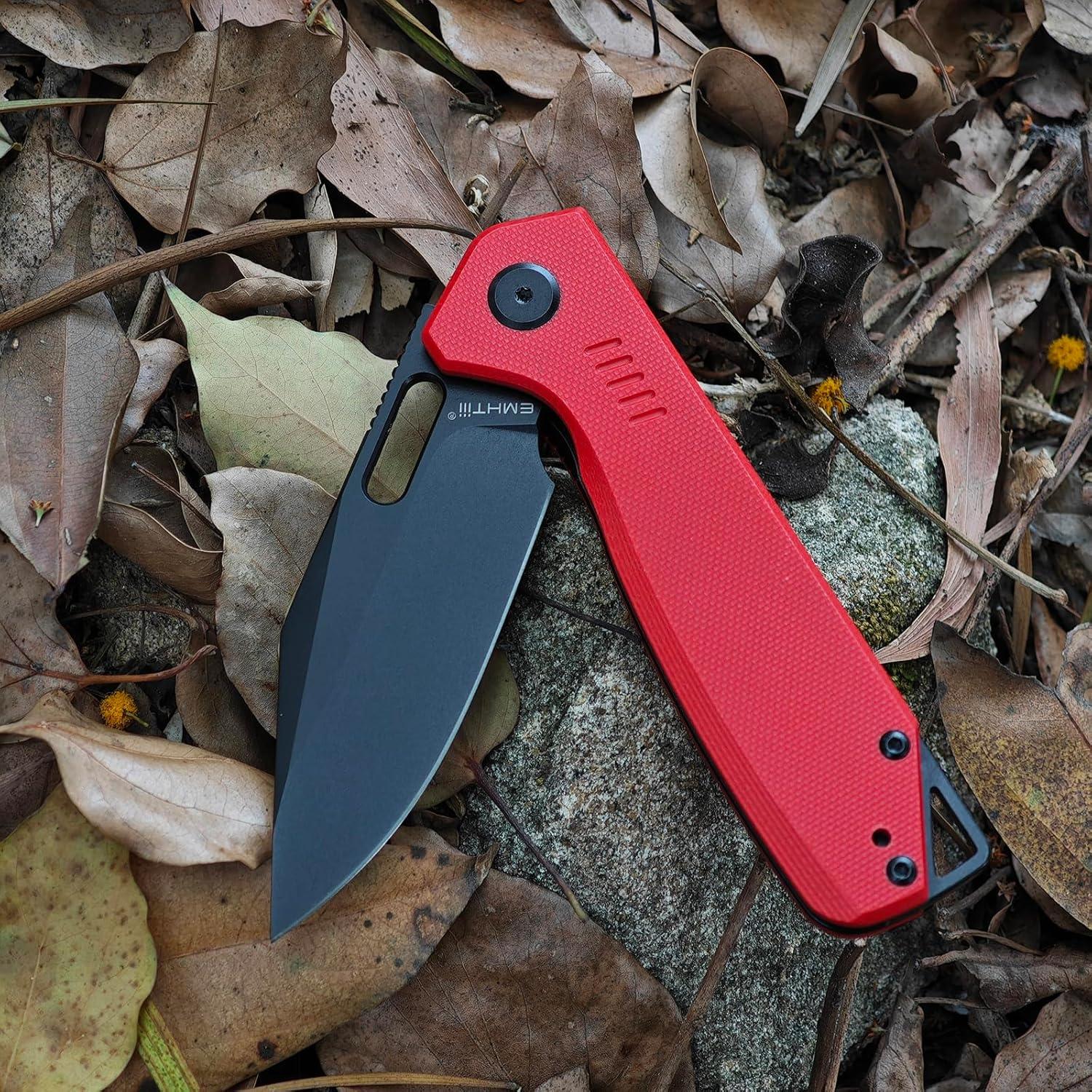 Cuchillo Plegable EMHTiii Rojo con Hoja de Acero D2 8.5cm