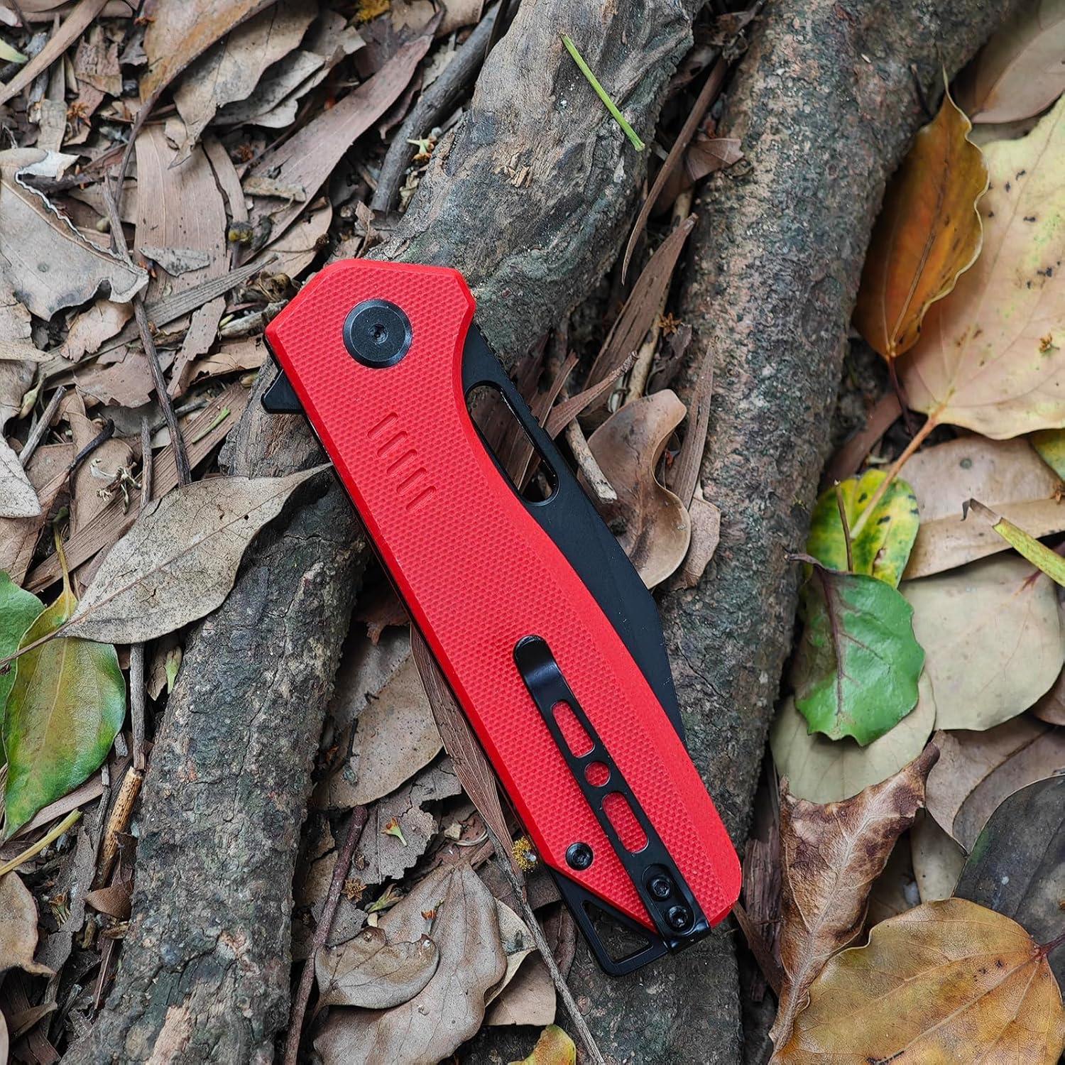 Cuchillo Plegable EMHTiii Rojo con Hoja de Acero D2 8.5cm