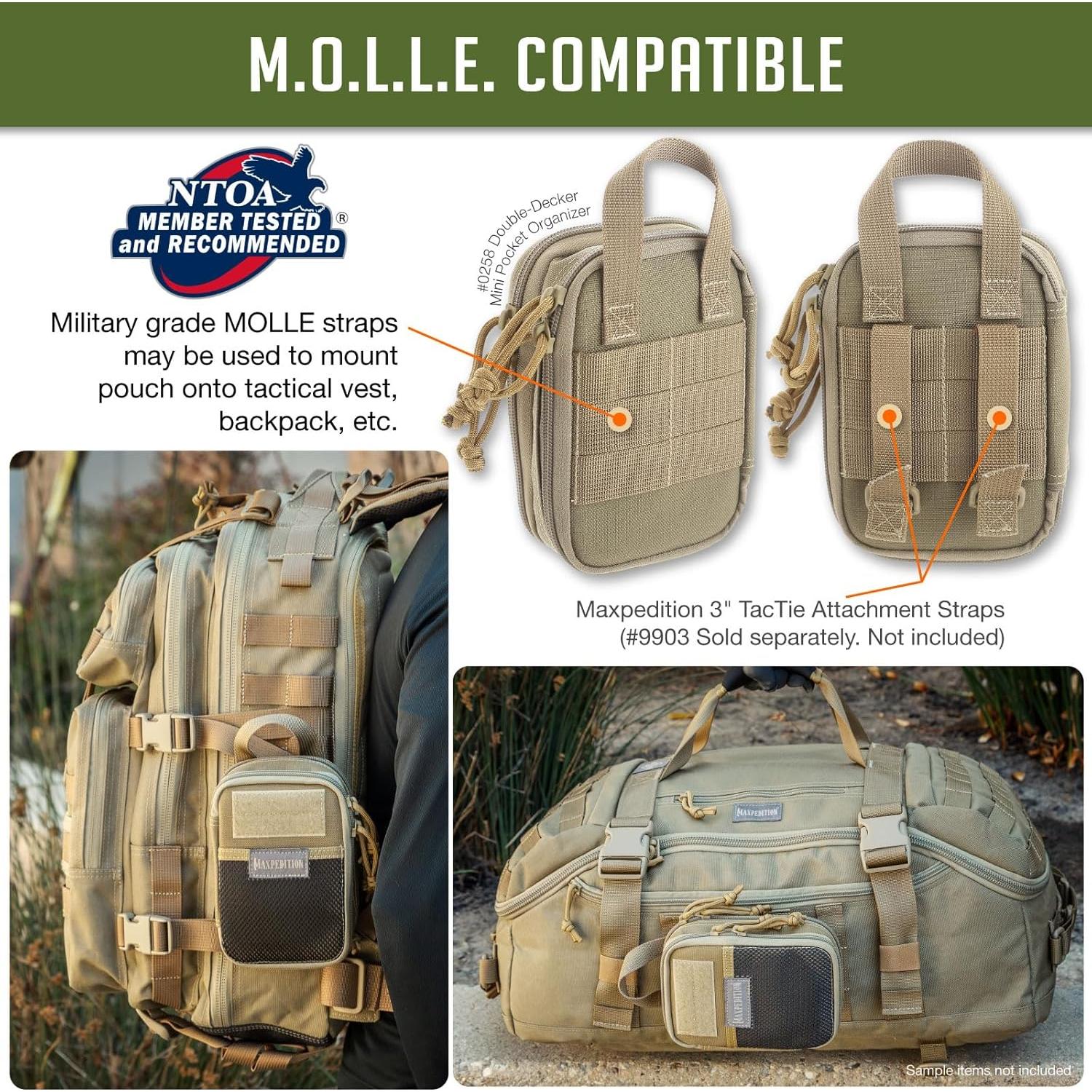 Organizador de bolsillo Mini Maxpedition Doble Nivel Caqui 10.1x6.4x15.2cm