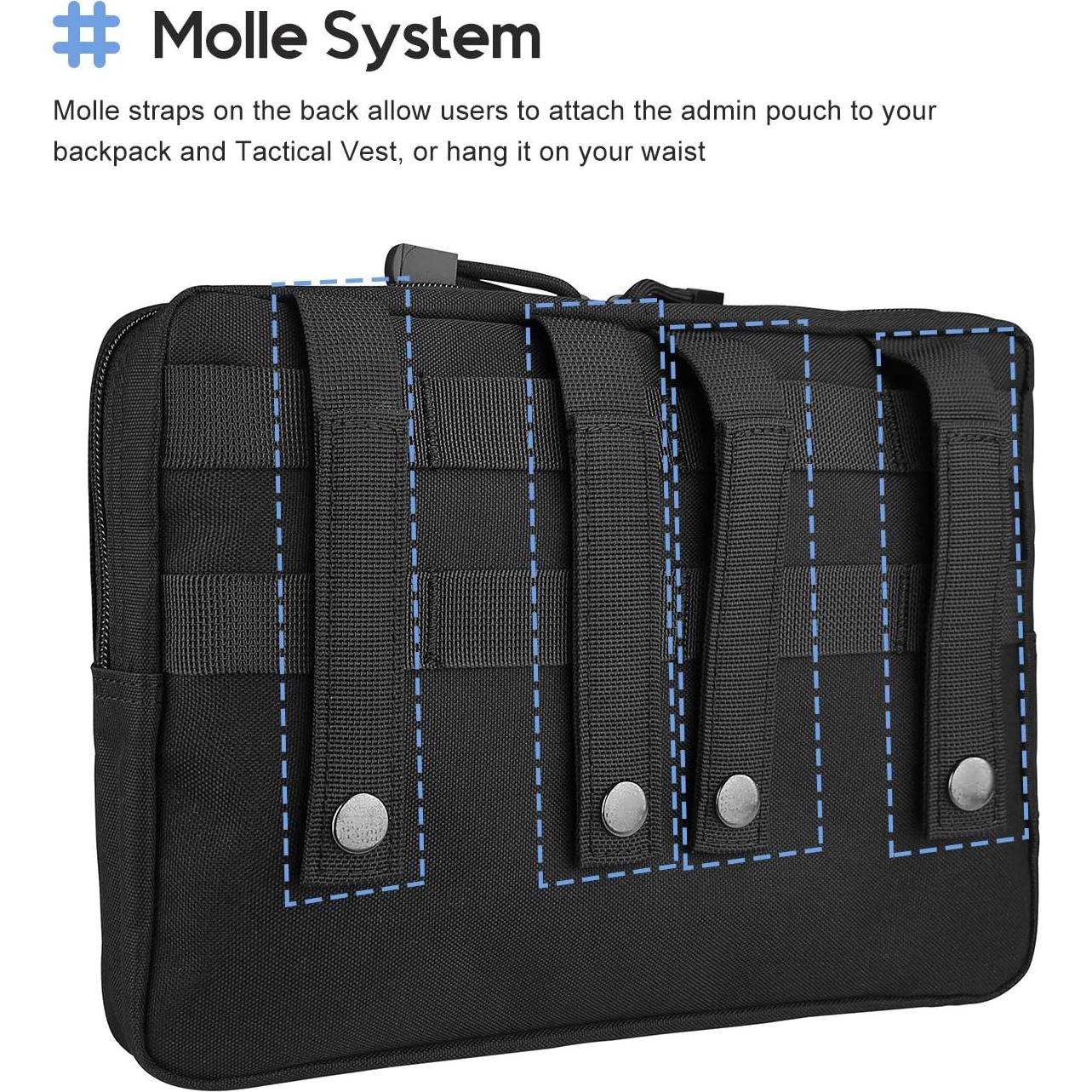 Bolsa Administrativa Táctica ProCase Molle 29x20 cm Negra