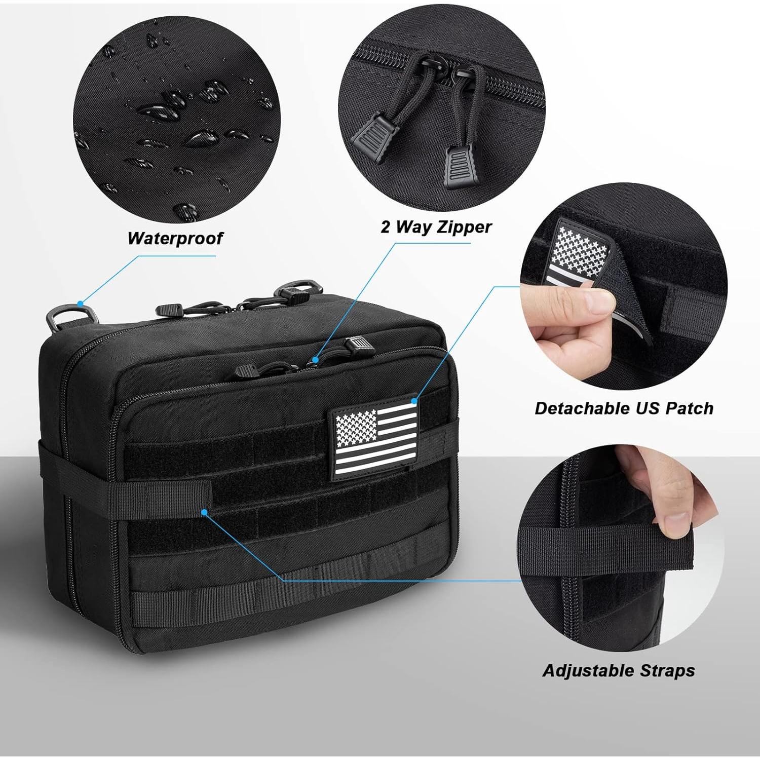 Bolsa Administrativa Molle Jueachy Grande Negra 29x20x12.7 cm