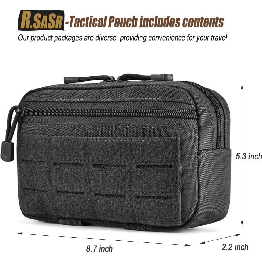 Paquete de 3 Bolsas Tácticas Molle R.SASR - Nylon Negro
