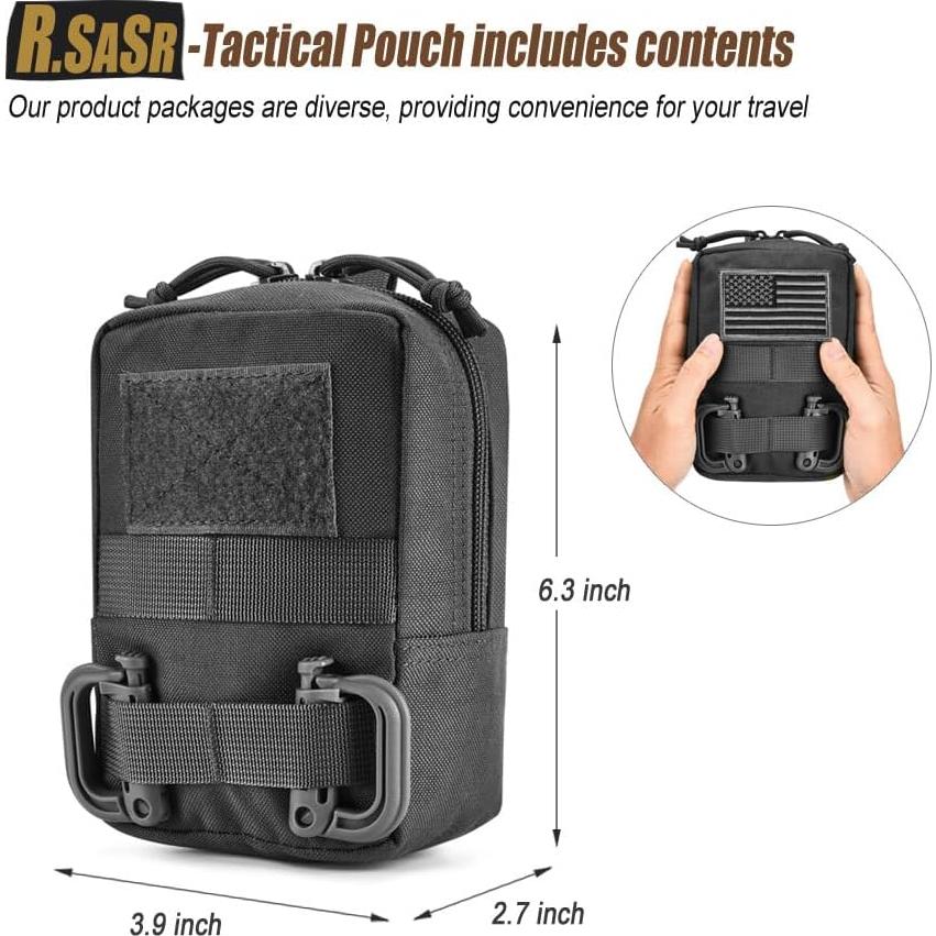 Paquete de 3 Bolsas Tácticas Molle R.SASR - Nylon Negro