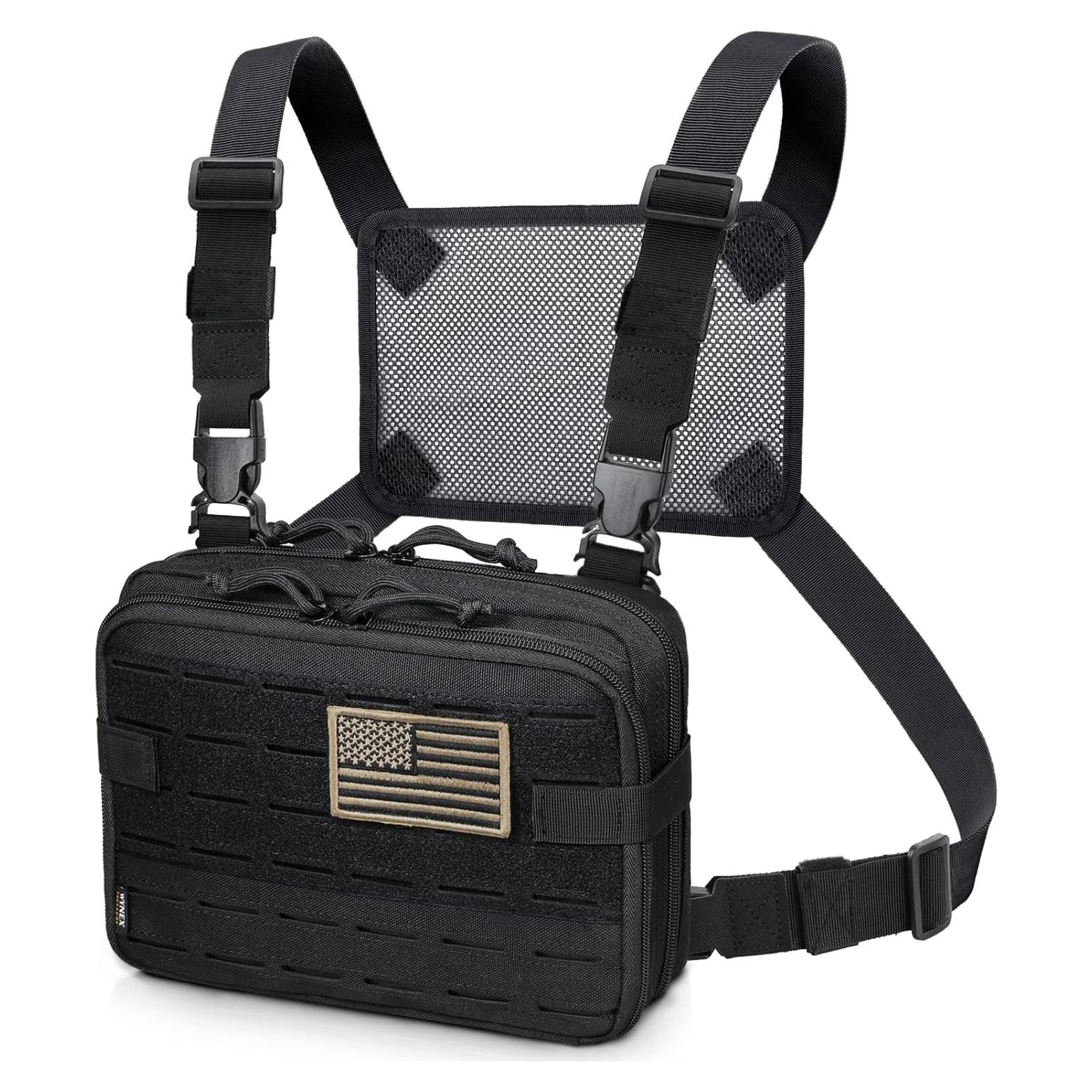 Bolsa Táctica Molle WYNEX Negra 29x23x10 cm con Funda de Mapa