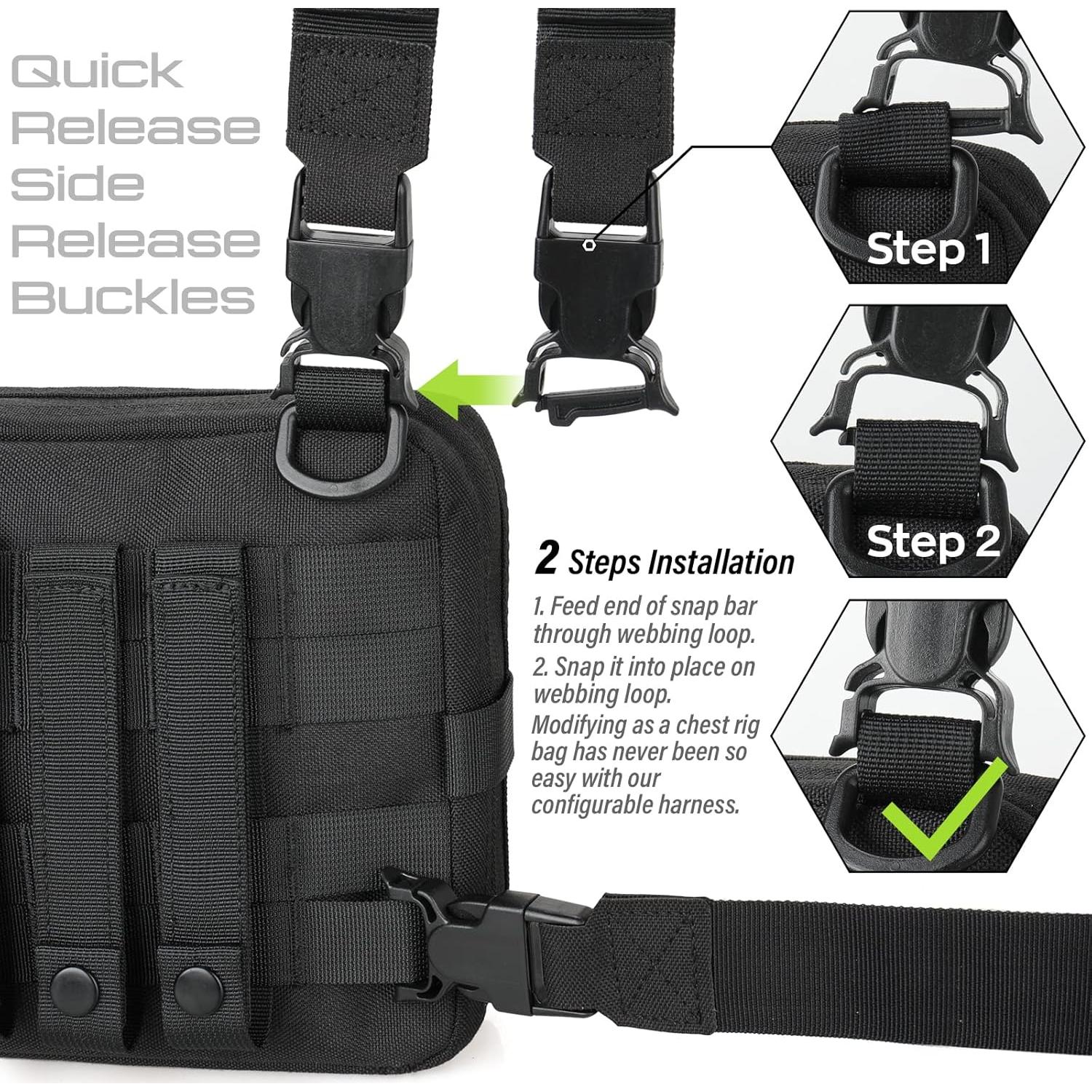 Bolsa Táctica Molle WYNEX Negra 29x23x10 cm con Funda de Mapa