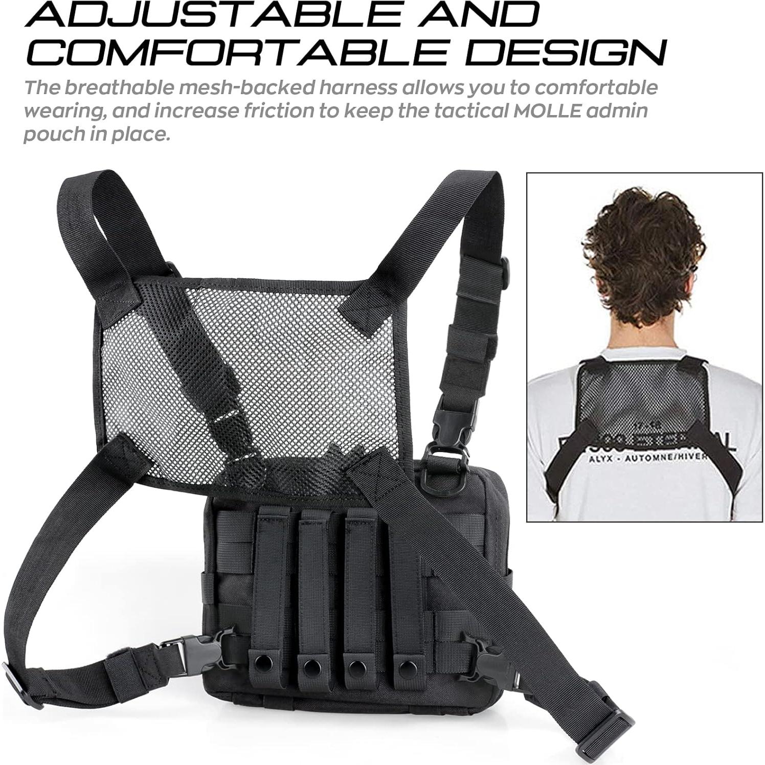 Bolsa Táctica Molle WYNEX Negra 29x23x10 cm con Funda de Mapa