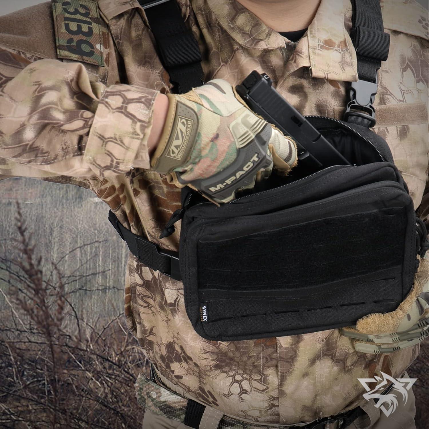 Bolsa Táctica Molle WYNEX Negra 29x23x10 cm con Funda de Mapa