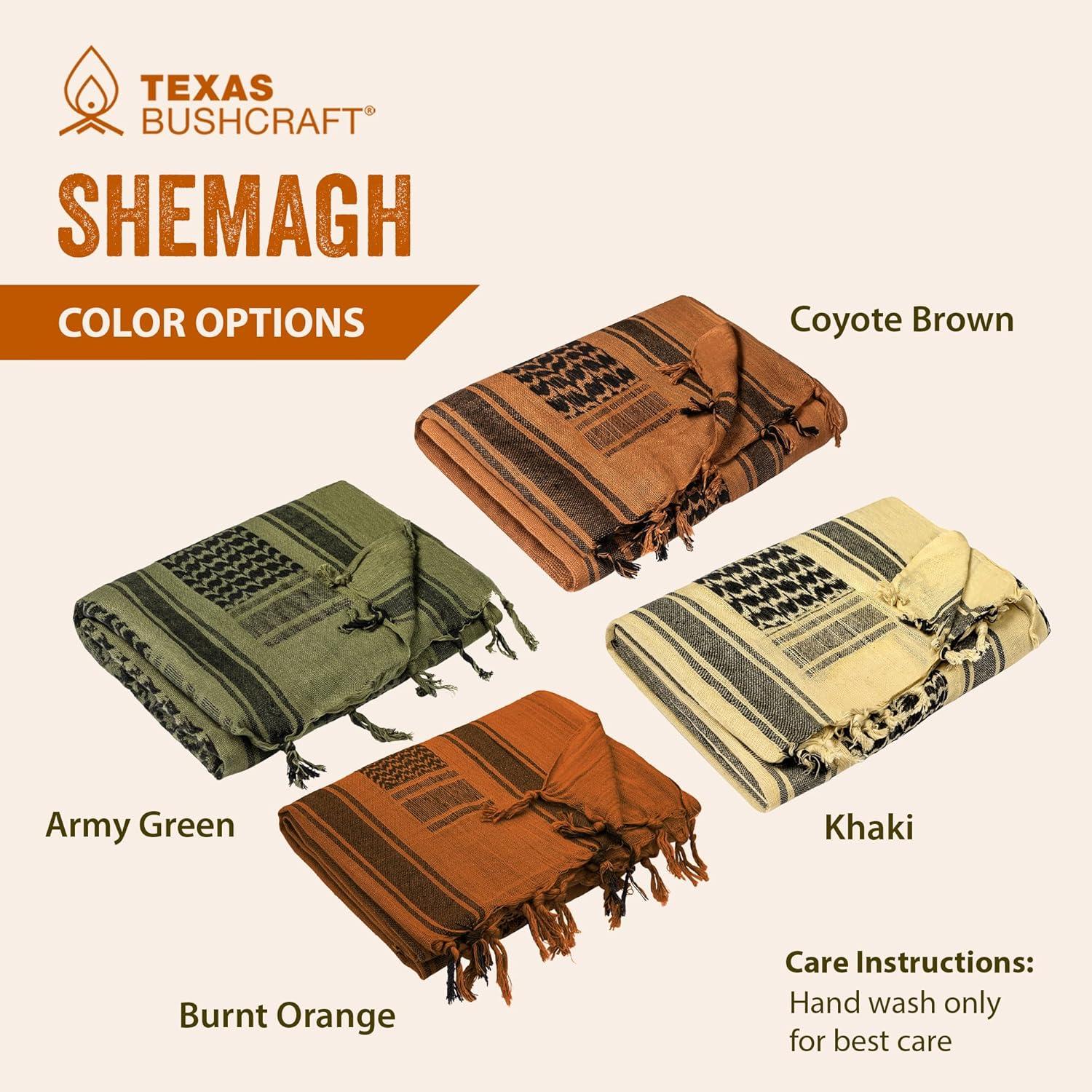 Shemagh Táctico Texas Bushcraft 100% Algodón Verde Oliva 109x109 cm