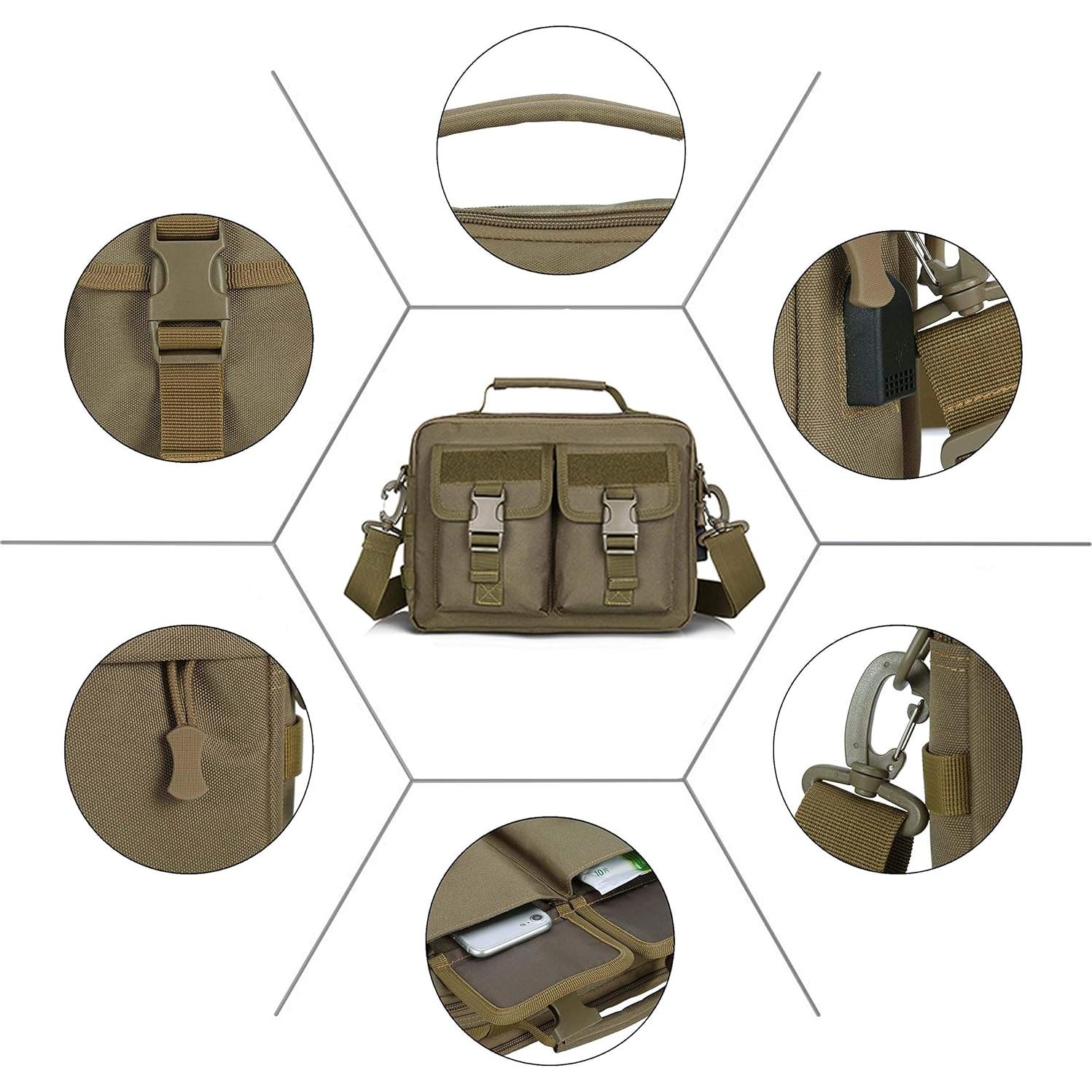 Bolsa Mensajera Táctica Huntvp de Nylon con Puerto USB 26.9x20.1cm