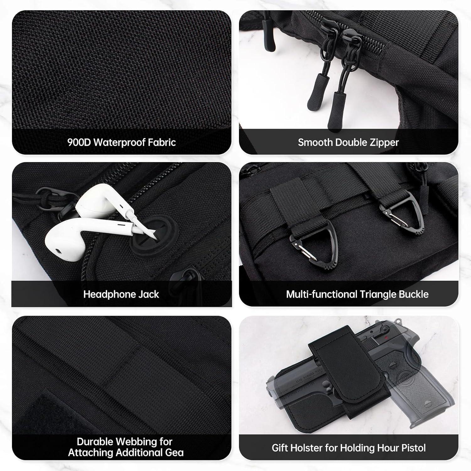 Bolsa Táctica para el Pecho JECOLOS 28x23cm Resistente al Agua