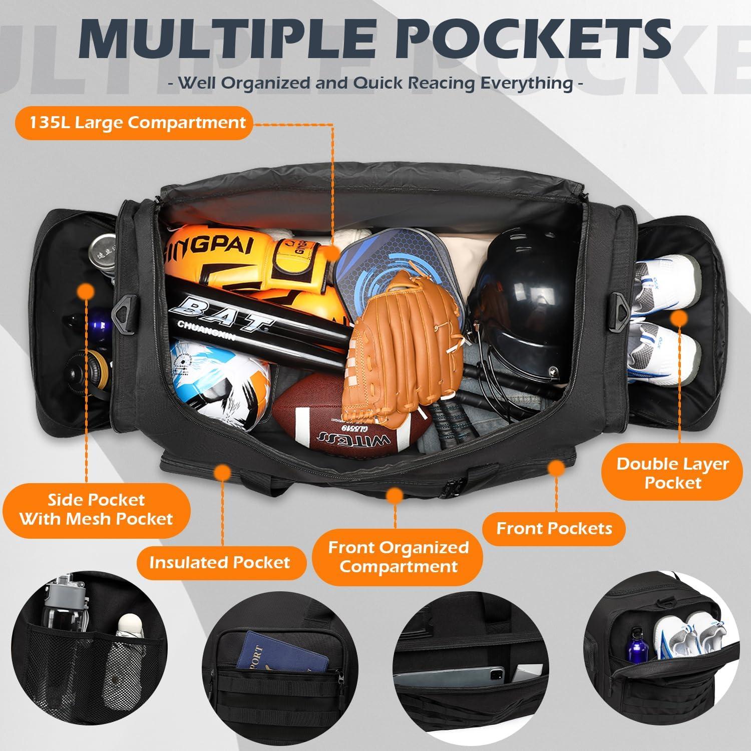 Bolsa de viaje táctica militar SunForMorning 135L negra