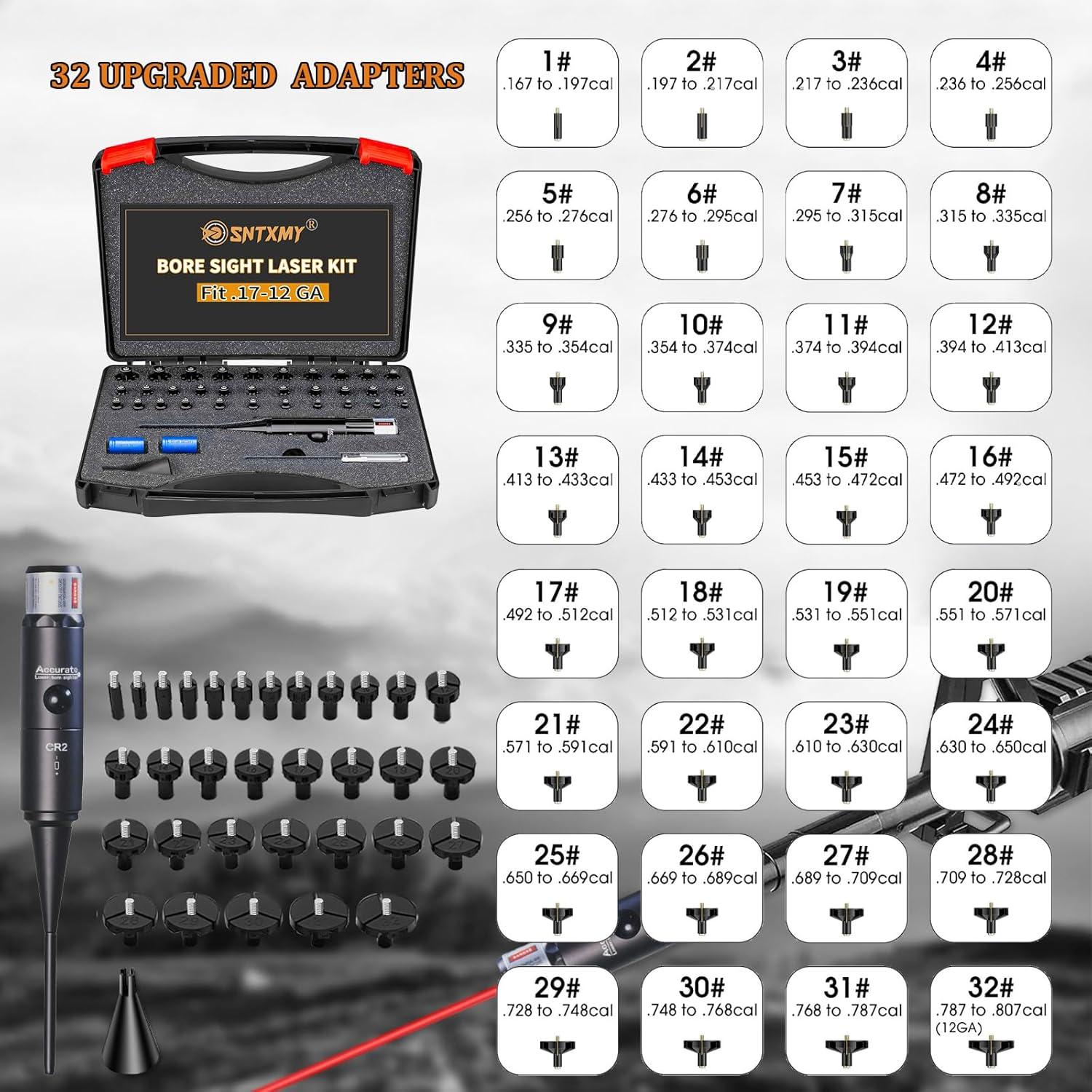 Kit de Boresighter de Láser Rojo SNTXMY con 32 Adaptadores
