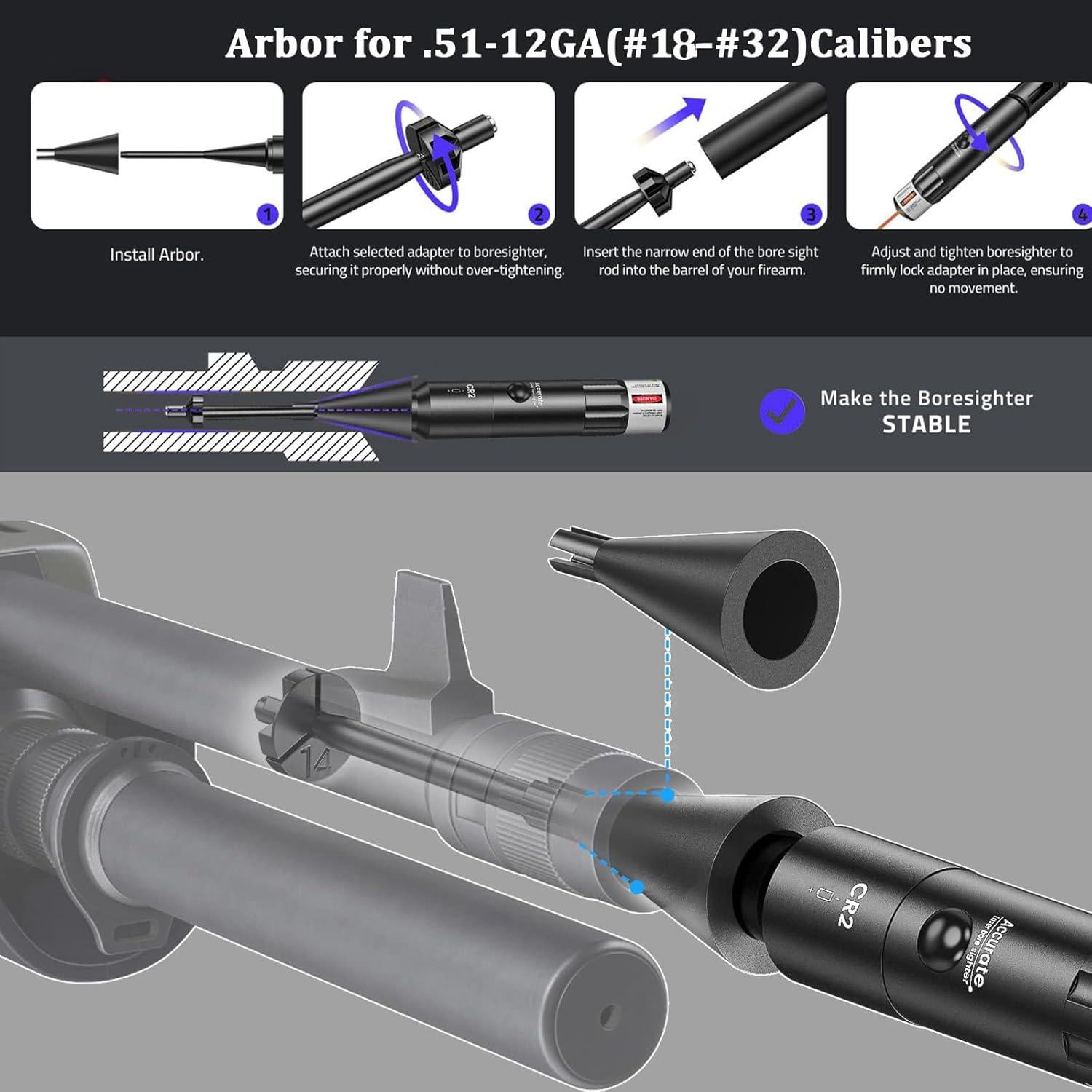 Kit de Boresighter de Láser Rojo SNTXMY con 32 Adaptadores