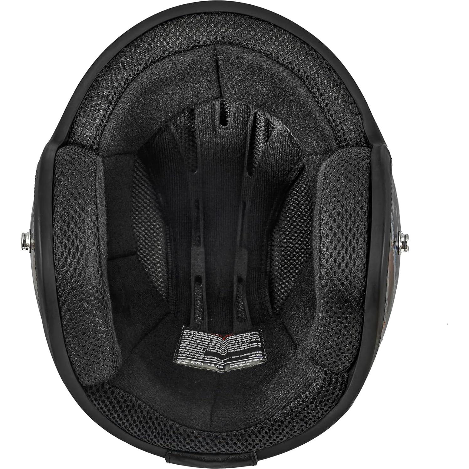 Casco Abierto VCAN V85C Negro Brillante 1.52 kg Aprobado DOT