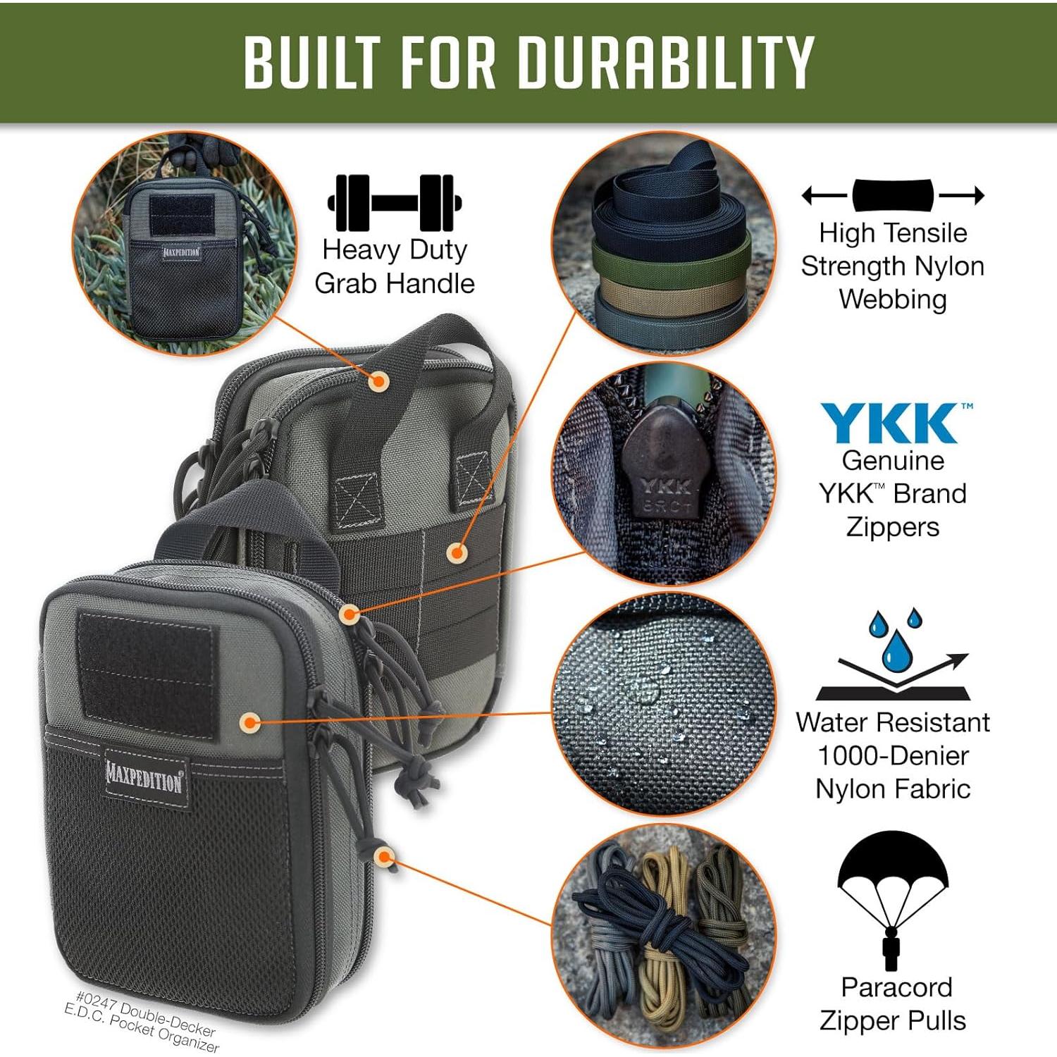 Organizador de bolsillo EDC Maxpedition Doble Nivel Gris Lobo