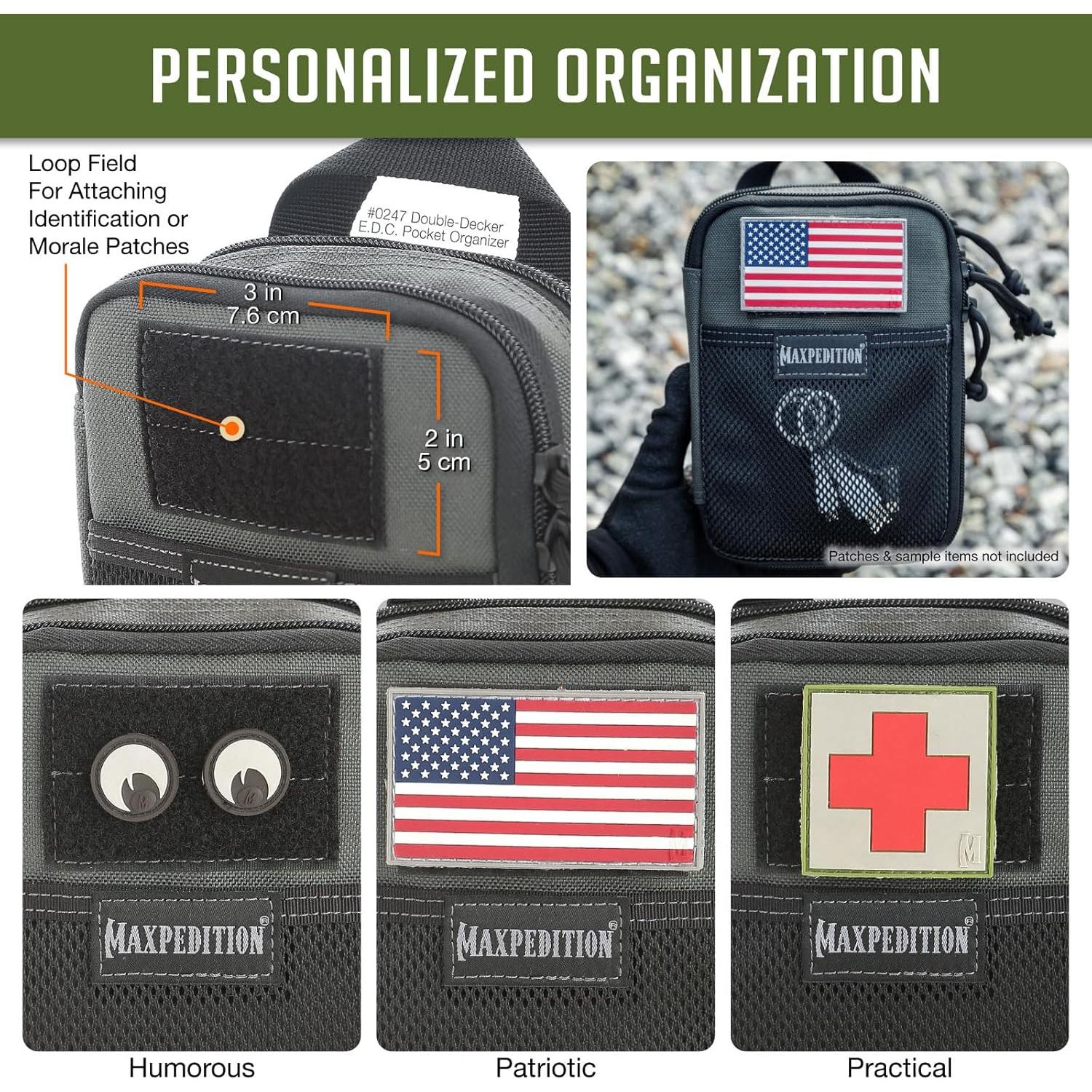 Organizador de bolsillo EDC Maxpedition Doble Nivel Gris Lobo