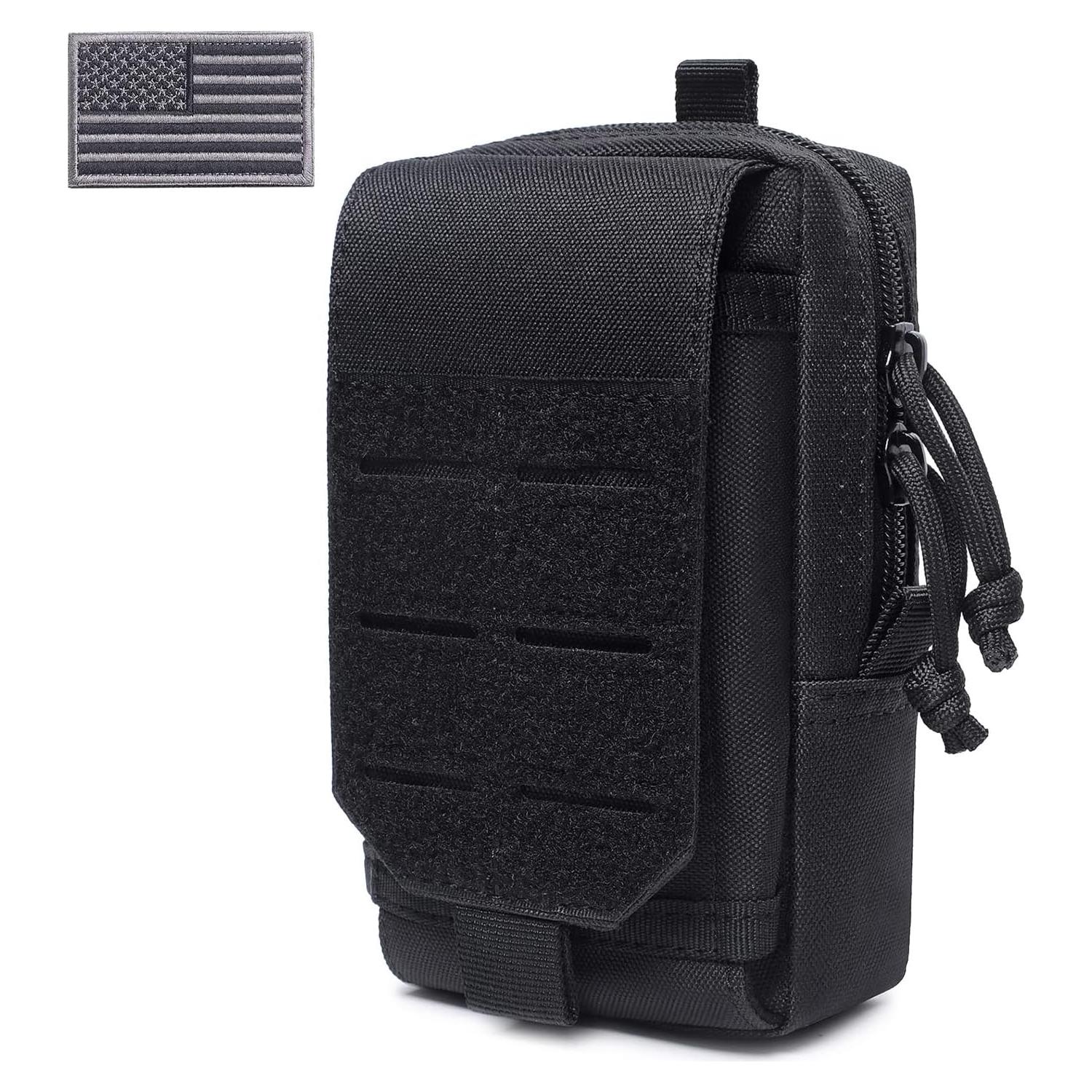 Bolsa EDC Molle Atwilltap para Teléfono - Negro, 4 Compartimentos