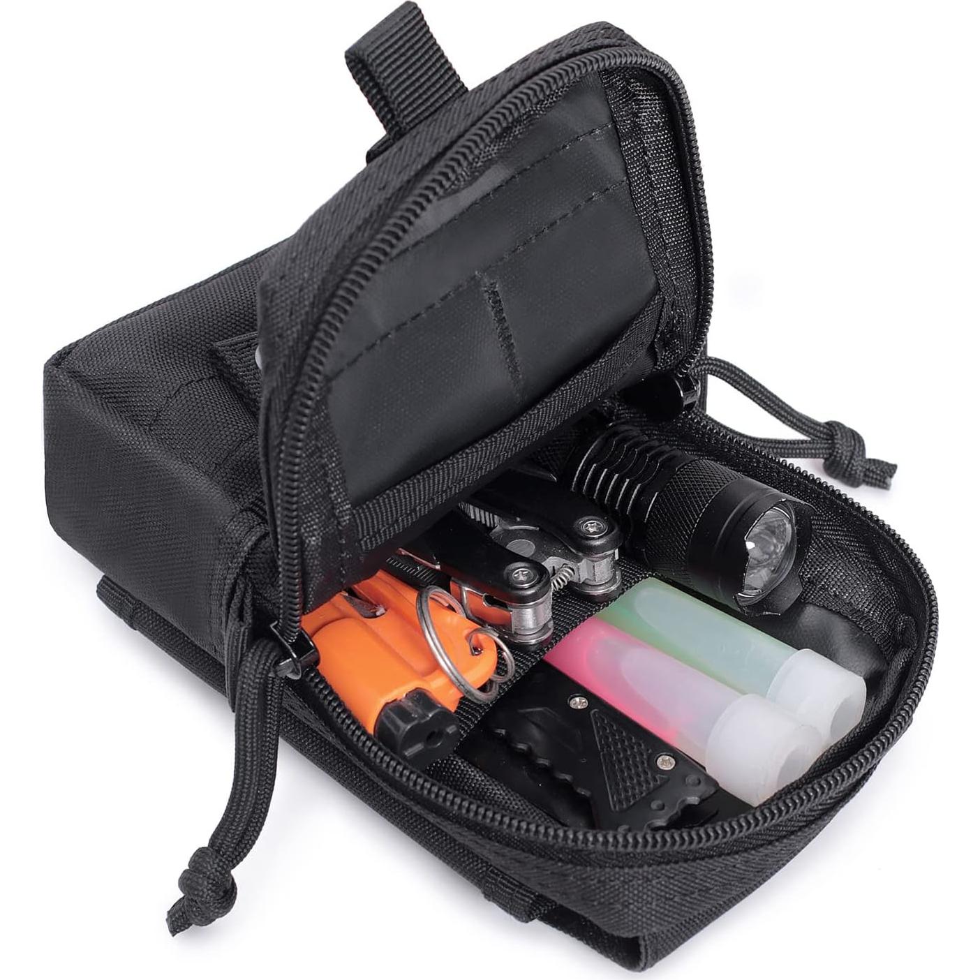 Bolsa EDC Molle Atwilltap para Teléfono - Negro, 4 Compartimentos