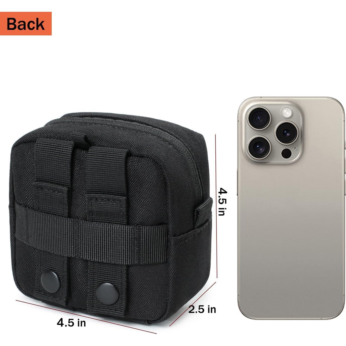 Paquete de 2 Mini Bolsas Tácticas Molle Katadem - Nylon Negro