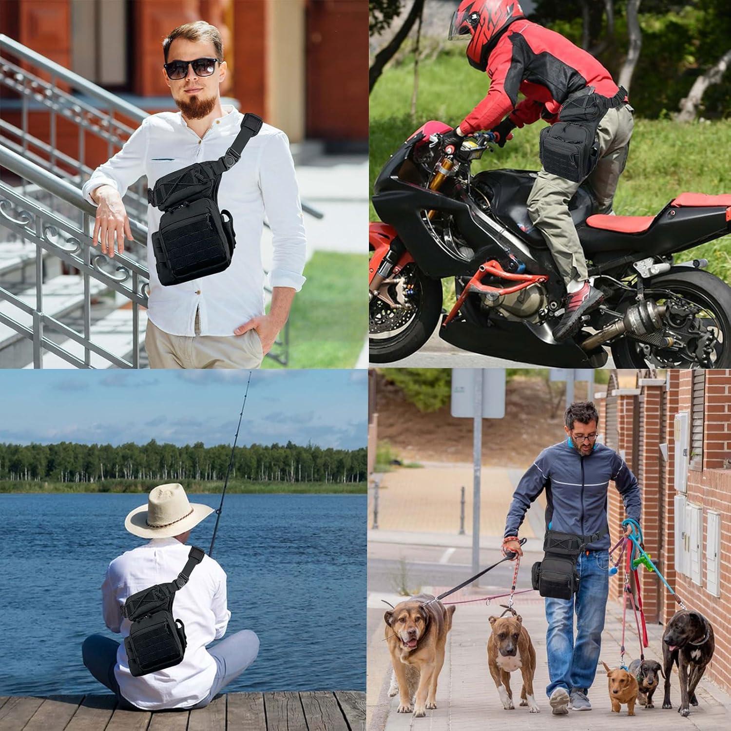 Bolsa táctica de pierna ROGJUK negra, mochila multipropósito