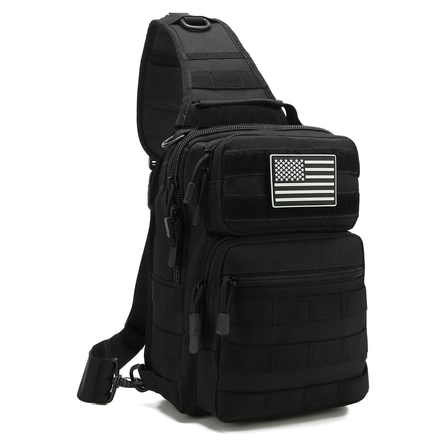 Mochila Bandolera Táctica GAZJYUSP Negra 32x25x16cm