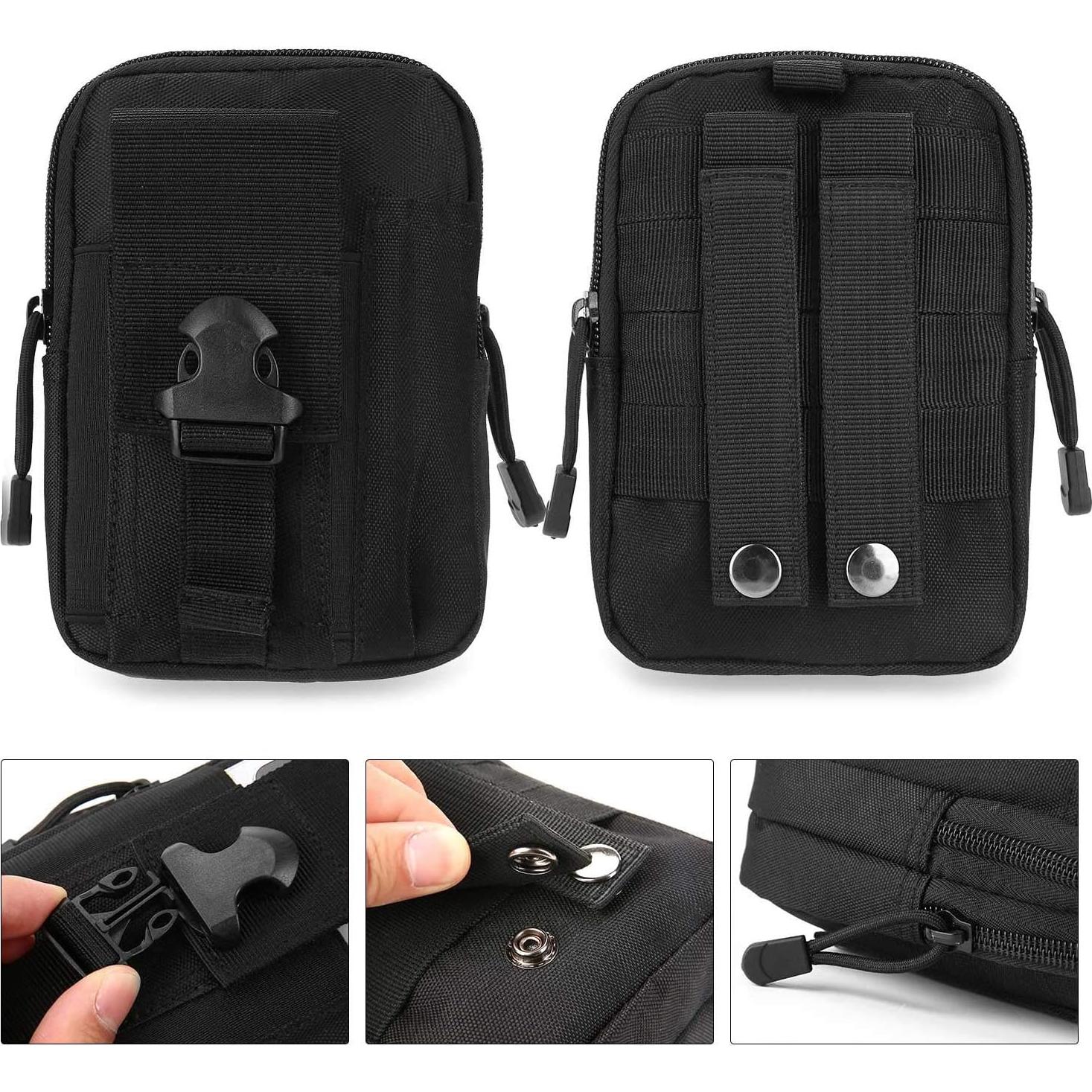 Bolsa de Cintura Táctica DOUNTO Molle Negra 17.3x12.2cm