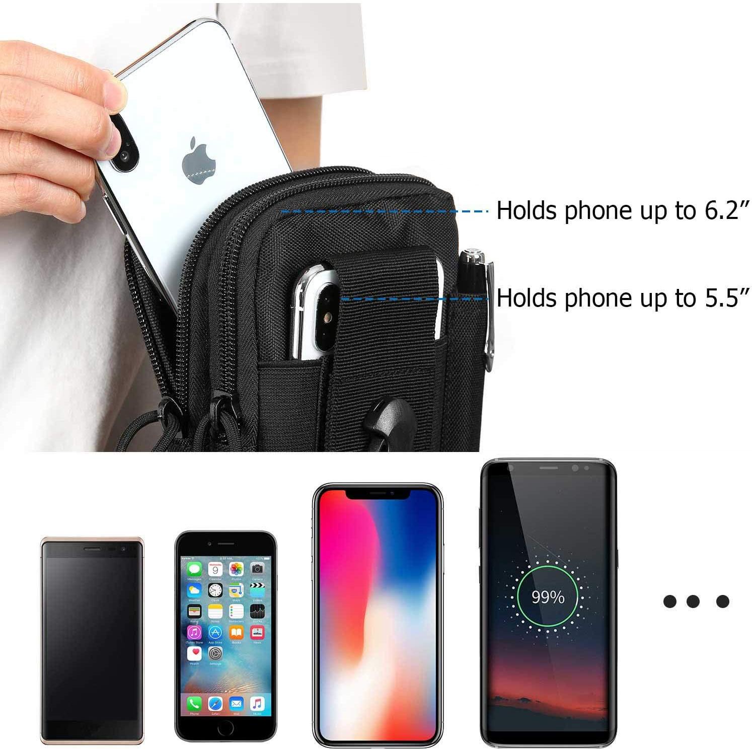 Bolsa de Cintura Táctica DOUNTO Molle Negra 17.3x12.2cm