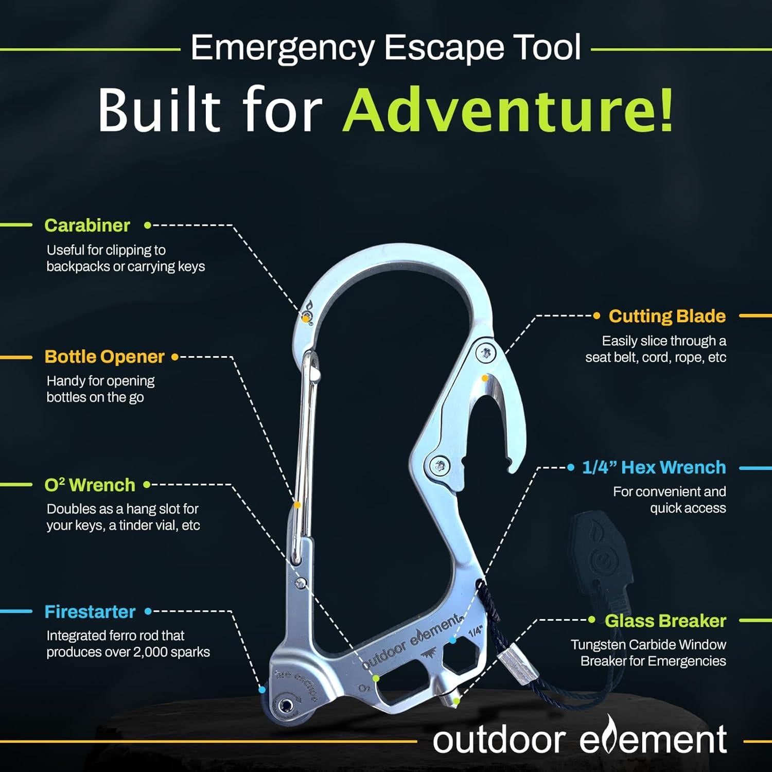 Multiherramienta de Escape de Emergencia Outdoor Element 7 en 1