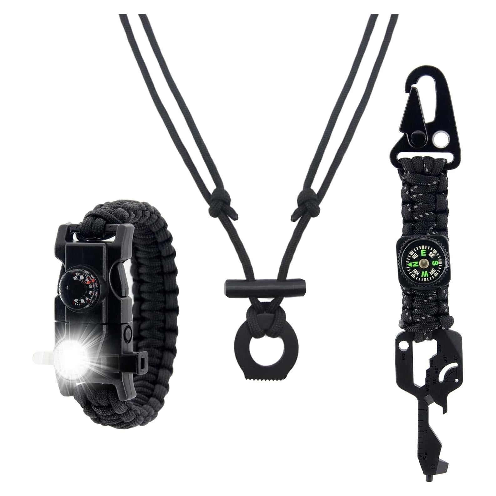 Kit de Supervivencia SET007 Paracord Multifuncional Negro