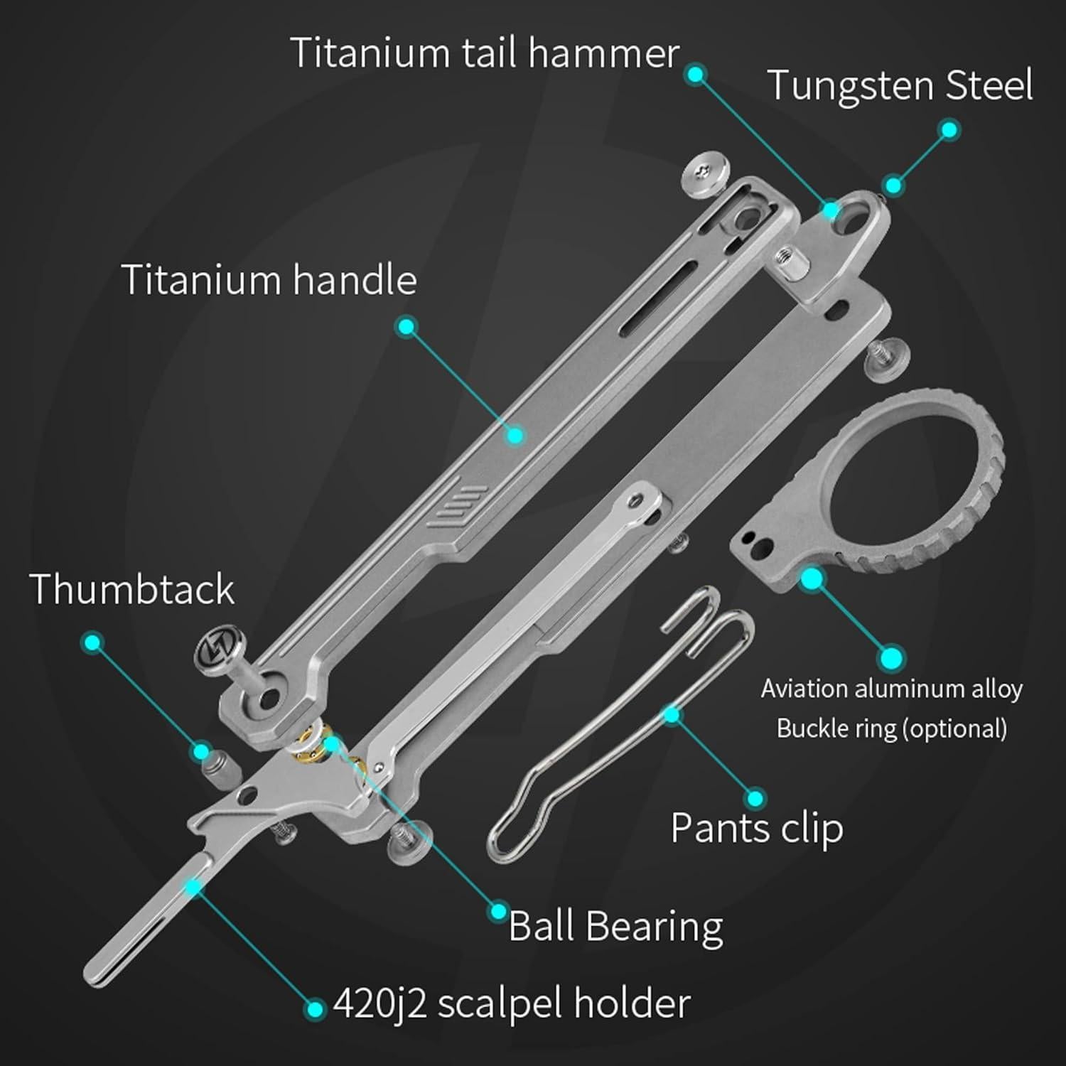 Cuchillo Plegable OLITANS T022 con Rompe Cristales y 10 Hojas