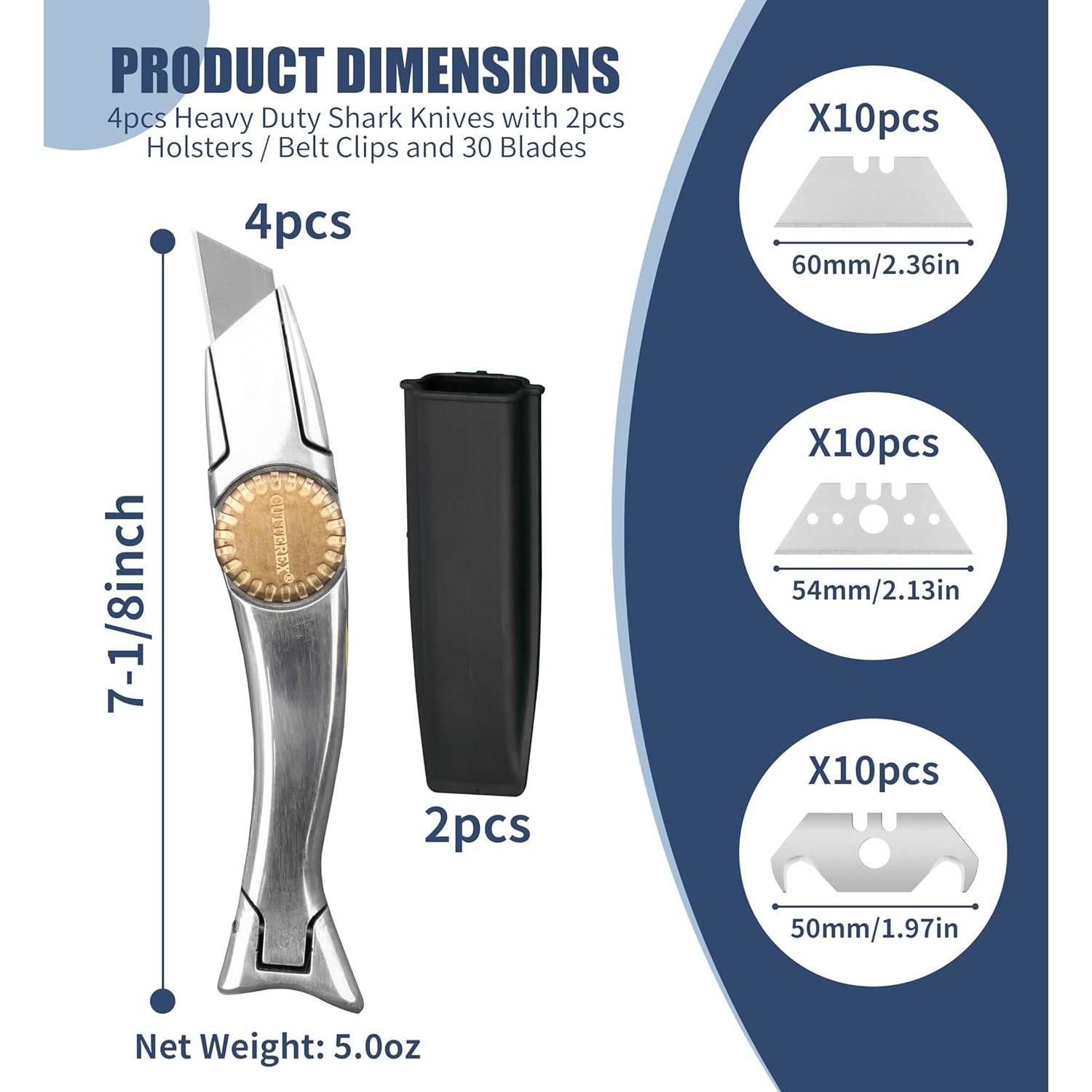 Cuchillos Utilitarios SharkKnife CUTTEREX 4pcs con 30 Cuchillas
