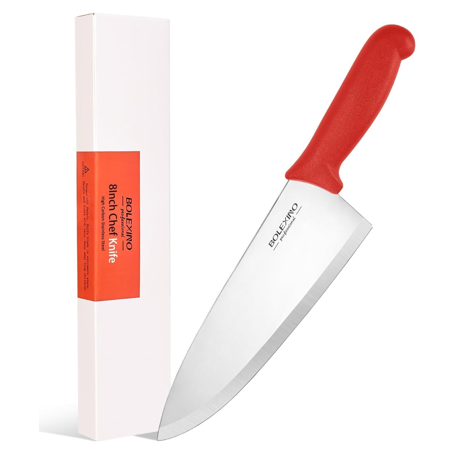 8 inch Japanese High Carbon Stainless Steel Chef Knife, Professional Extra Sharp Wide Cook Knife with Non-slip Ergonomic Handle, for Kitchen Home Restaurant