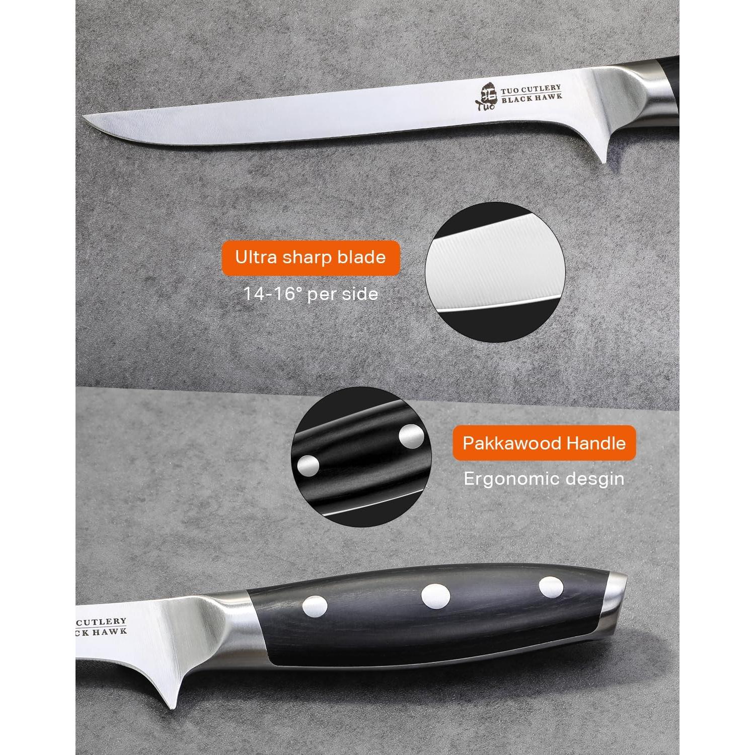 Cuchillo de Deshuesar TUO Black Hawk 17.8 cm Acero Alto Carbono