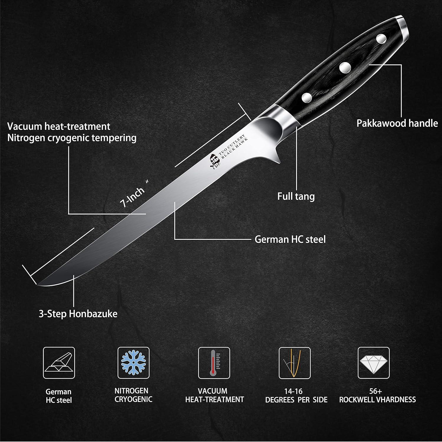Cuchillo de Deshuesar TUO Black Hawk 17.8 cm Acero Alto Carbono