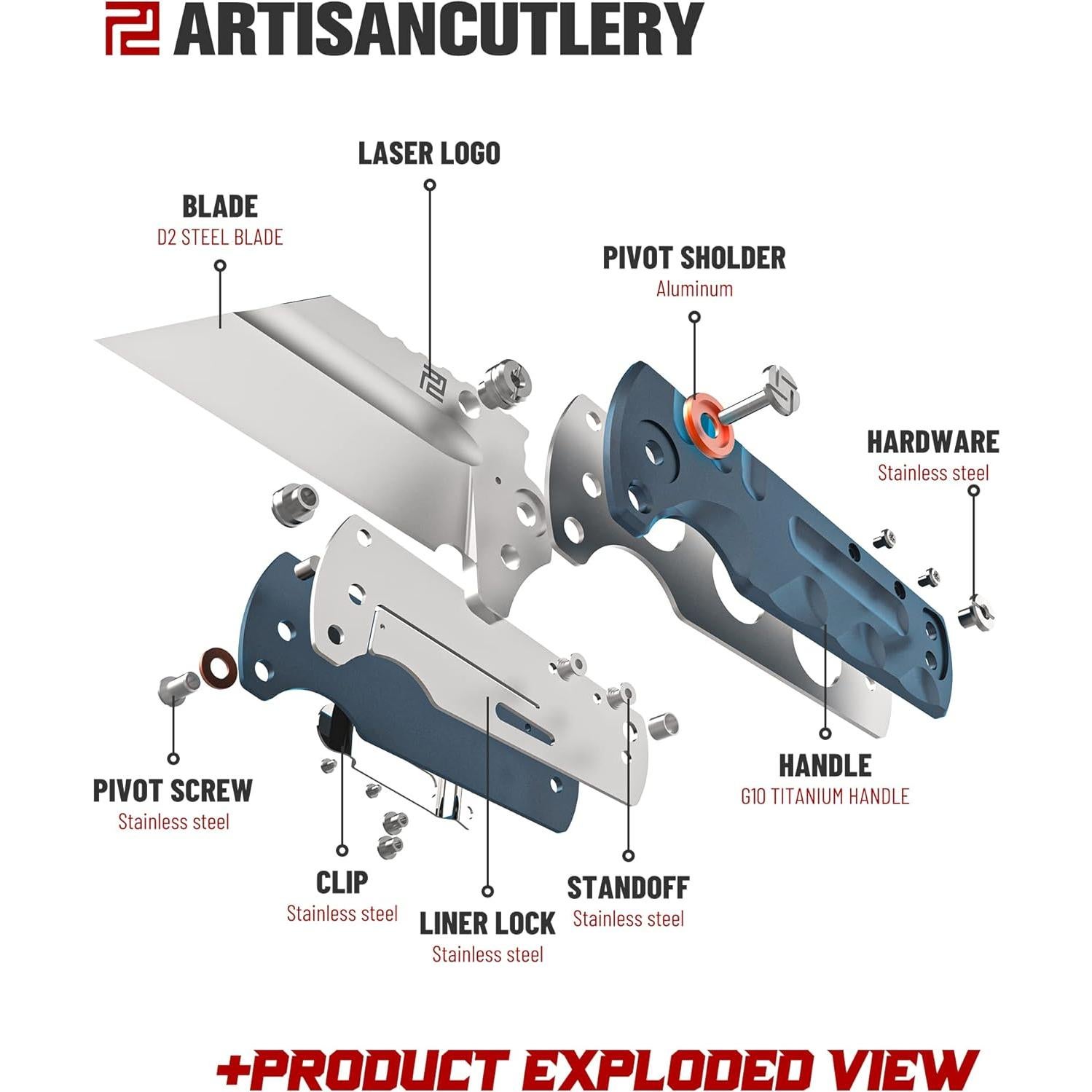 Cuchillo Táctico Plegable ARTISANCUTLERY Proponent 12.19cm Azul