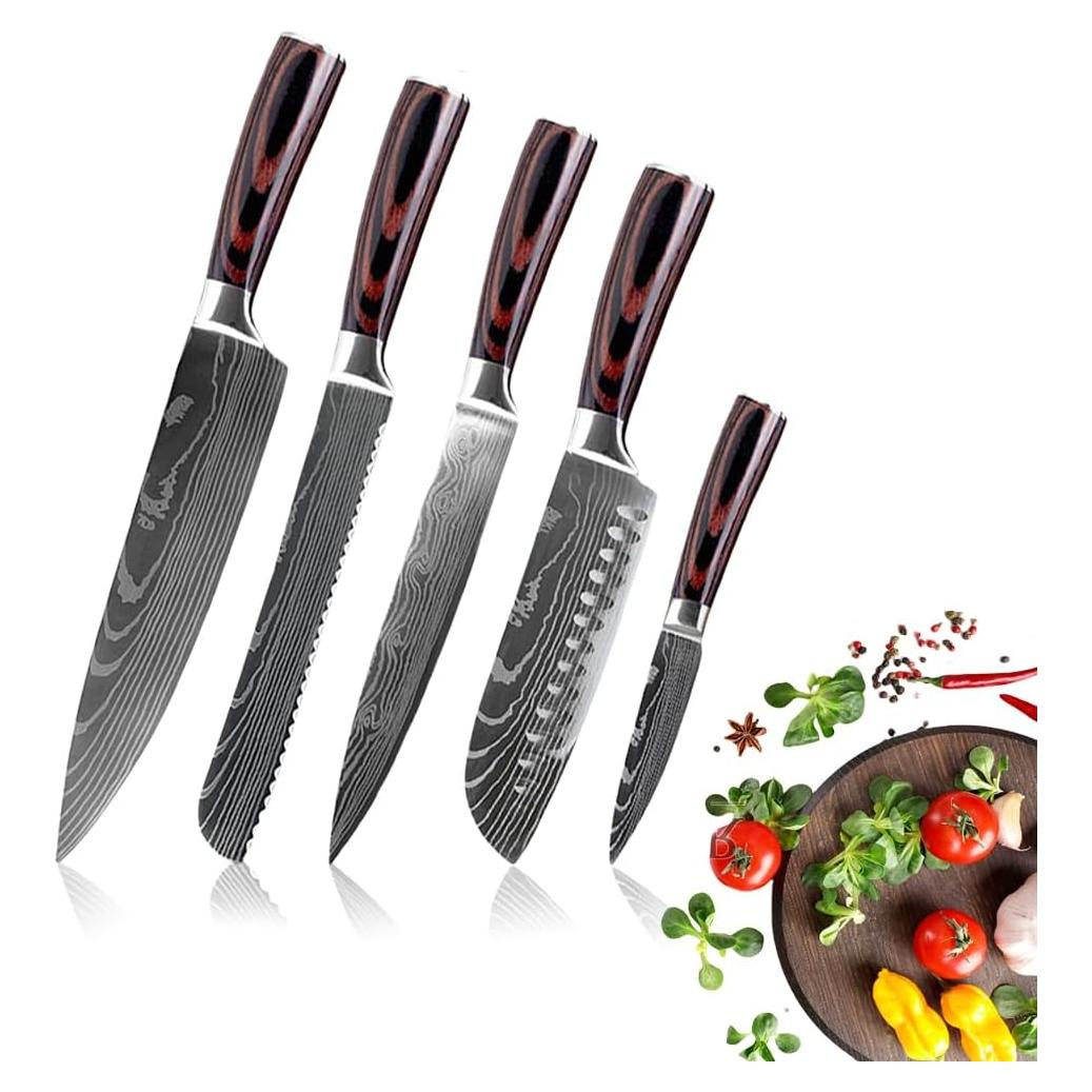 Juego de cuchillos de cocina 5 piezas MEIFLOLU acero inoxidable