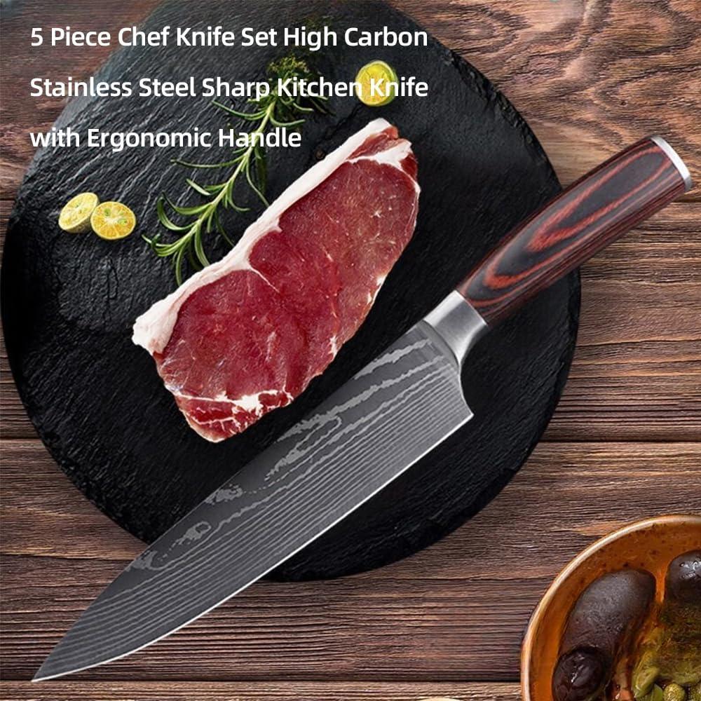 Juego de cuchillos de cocina 5 piezas MEIFLOLU acero inoxidable