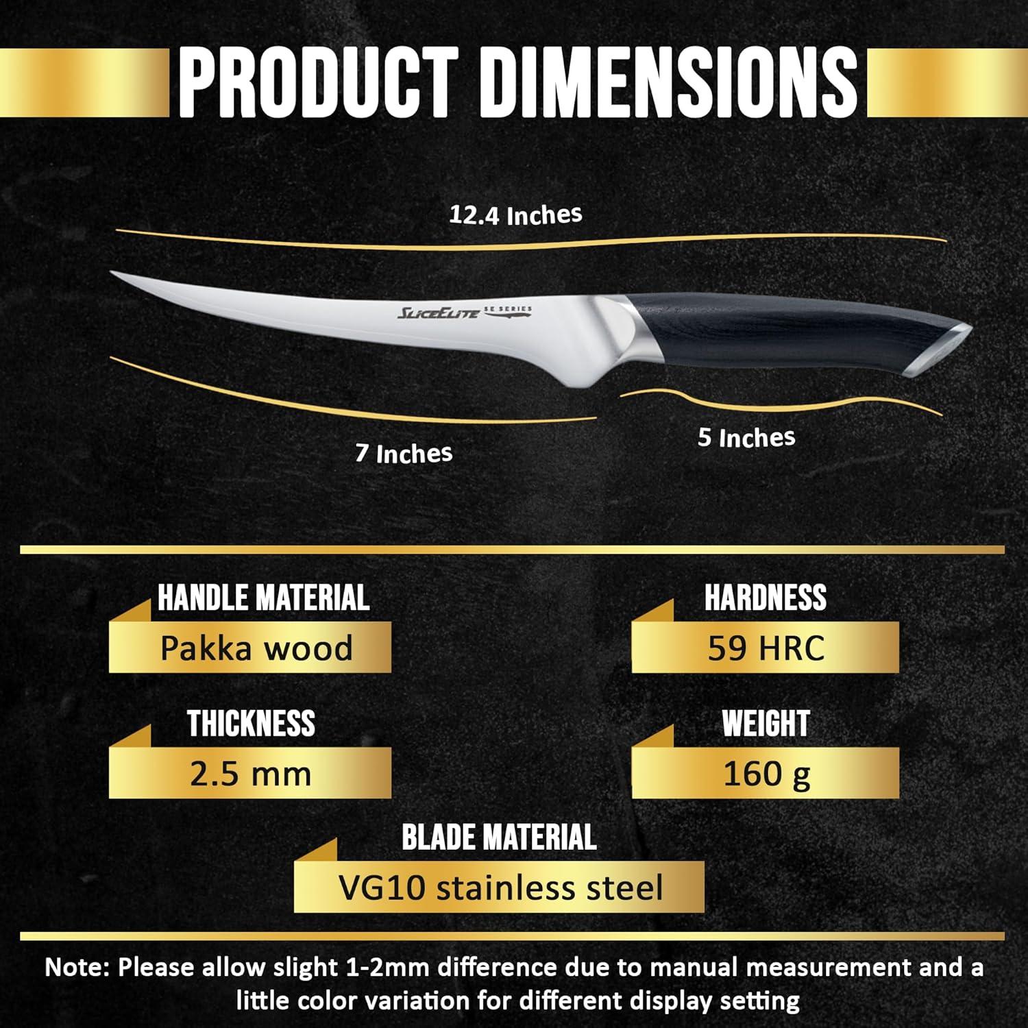 Cuchillo de Filete 17.78 cm SliceElite Acero VG10 Mango Pakkawood