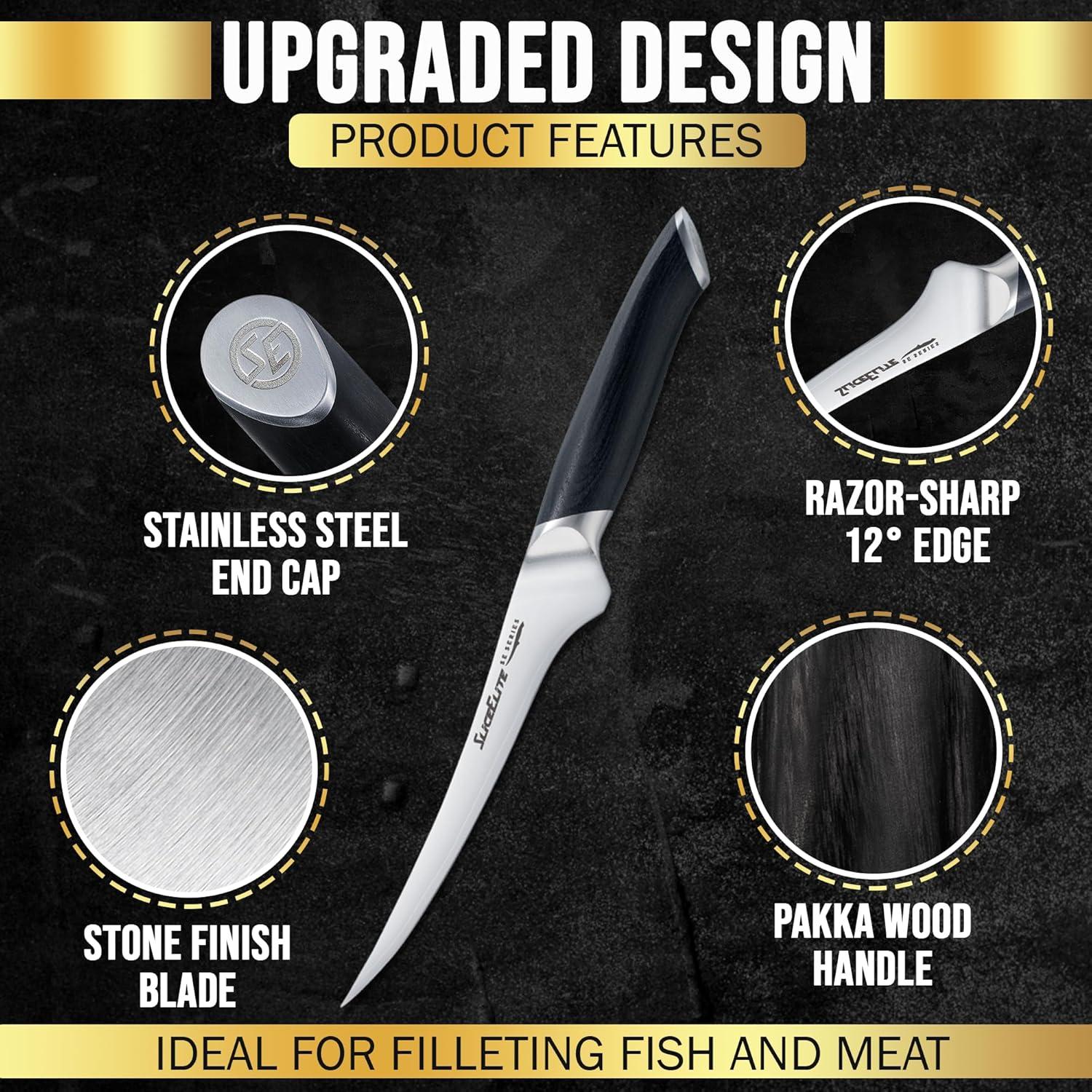 Cuchillo de Filete 17.78 cm SliceElite Acero VG10 Mango Pakkawood