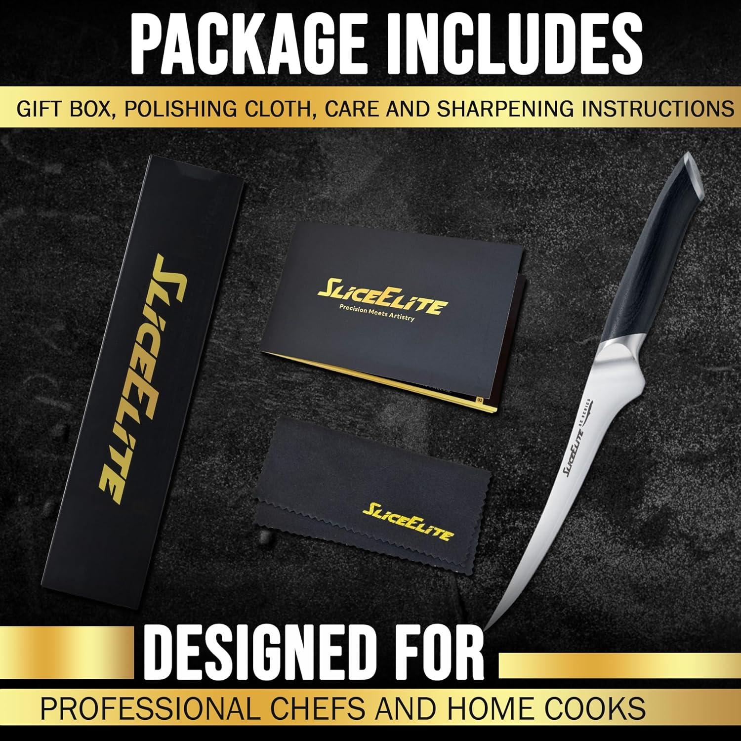 Cuchillo de Filete 17.78 cm SliceElite Acero VG10 Mango Pakkawood