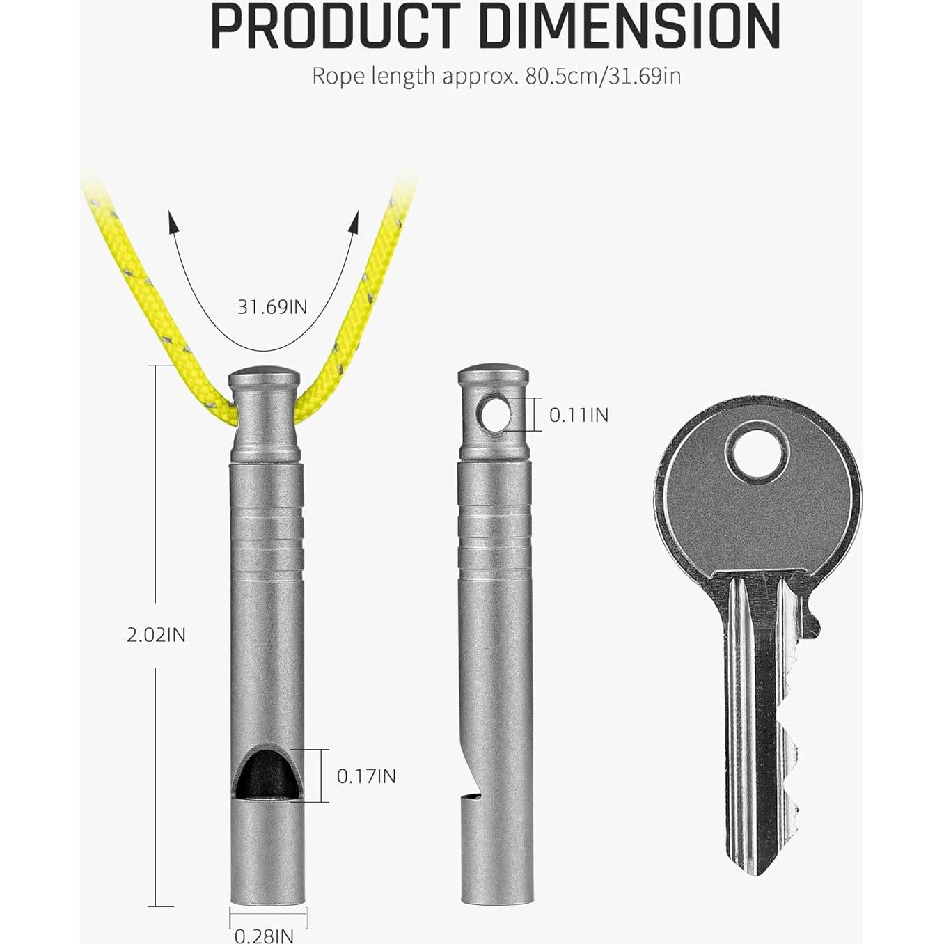 Silbato de Emergencia TISUR de Titanio 120dB con Cordón - 2PCS