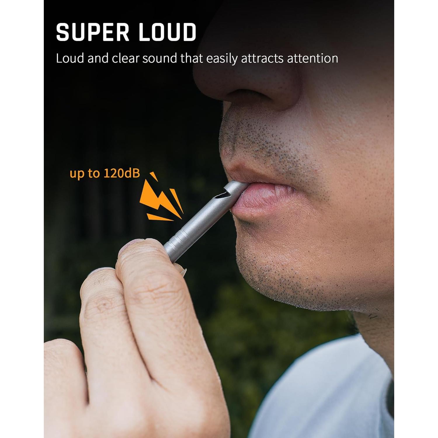 Silbato de Emergencia TISUR de Titanio 120dB con Cordón - 2PCS