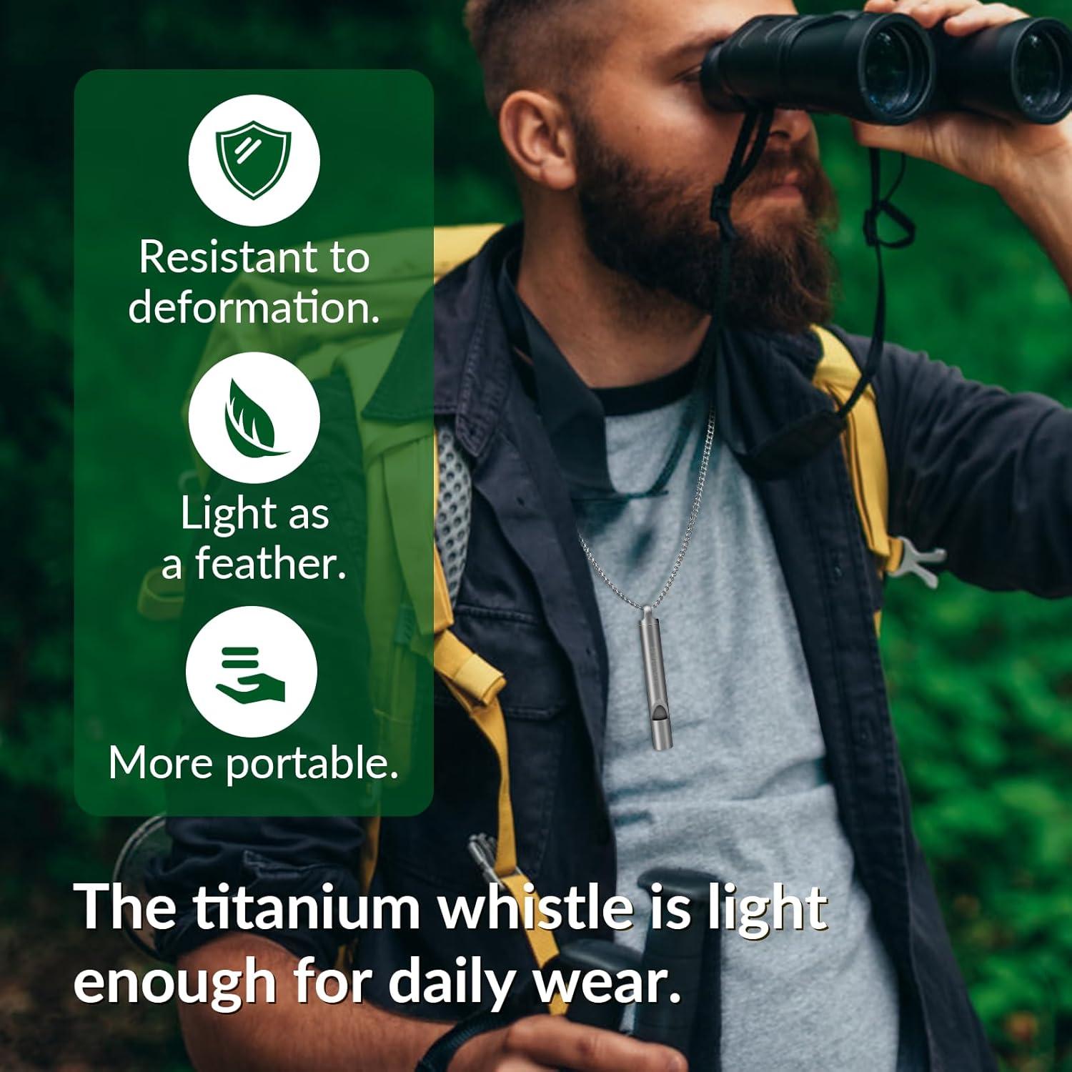 Silbato de Emergencia Titanio Tibitdeer 120dB con Anillos