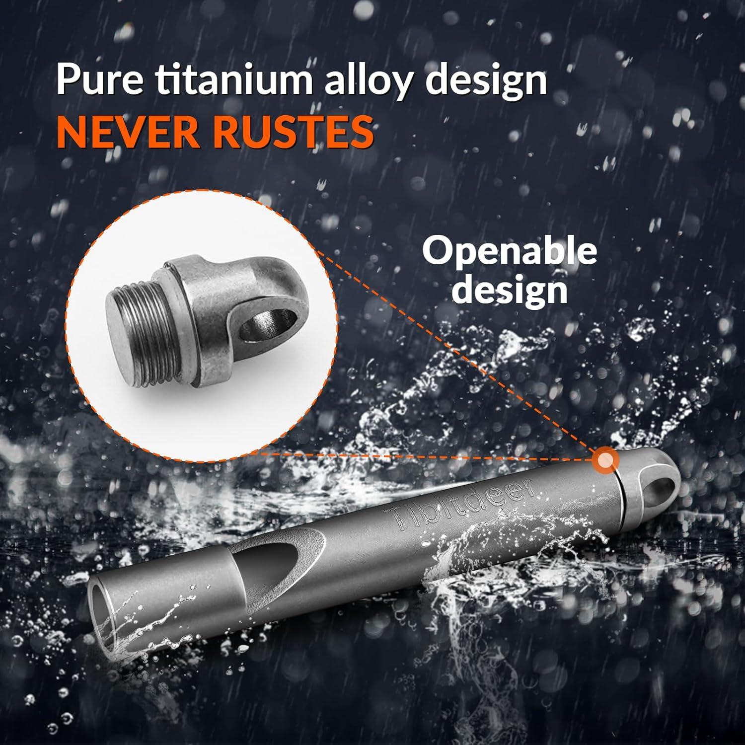 Silbato de Emergencia Titanio Tibitdeer 120dB con Anillos