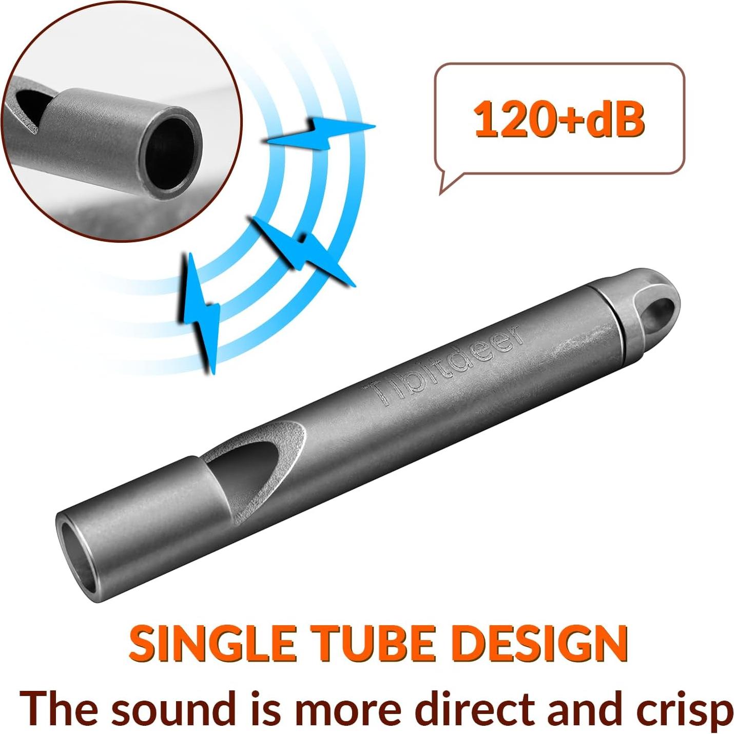 Silbato de Emergencia Titanio Tibitdeer 120dB con Anillos