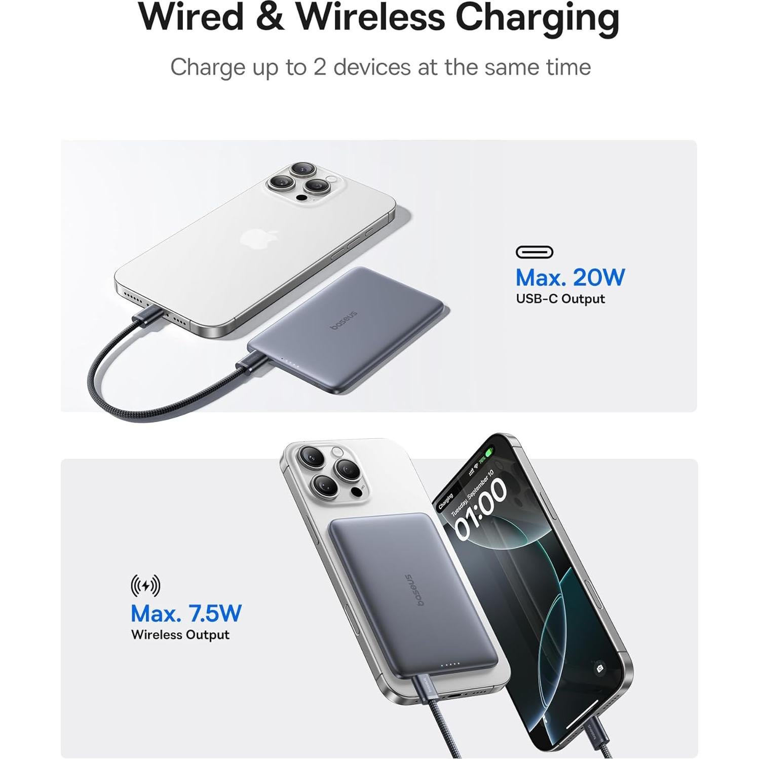 Baseus PicoGo Power Bank 5000mAh Ultra Delgado Gris Espacial