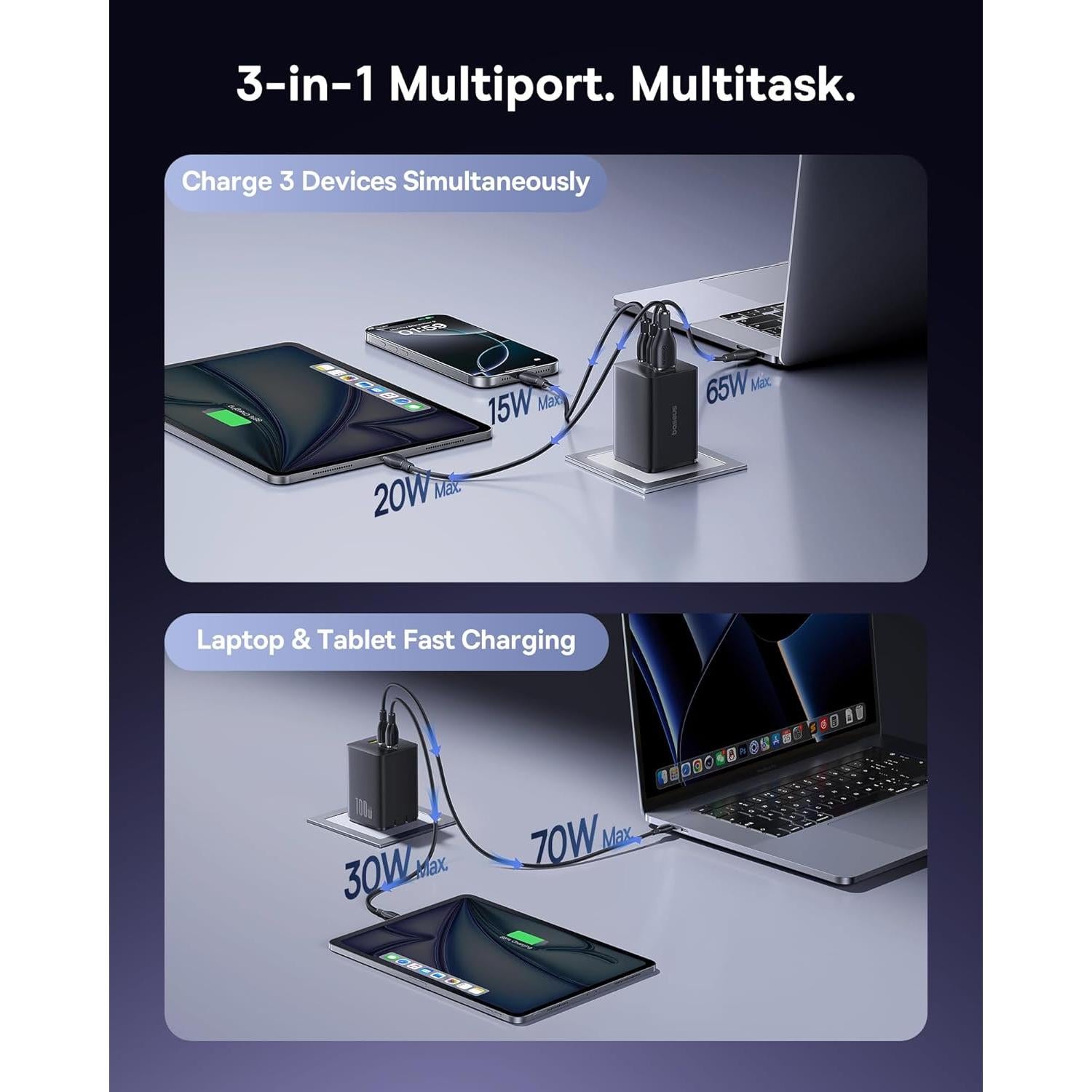 Estación de Carga Baseus Blade 140W + Cargador USB C 100W