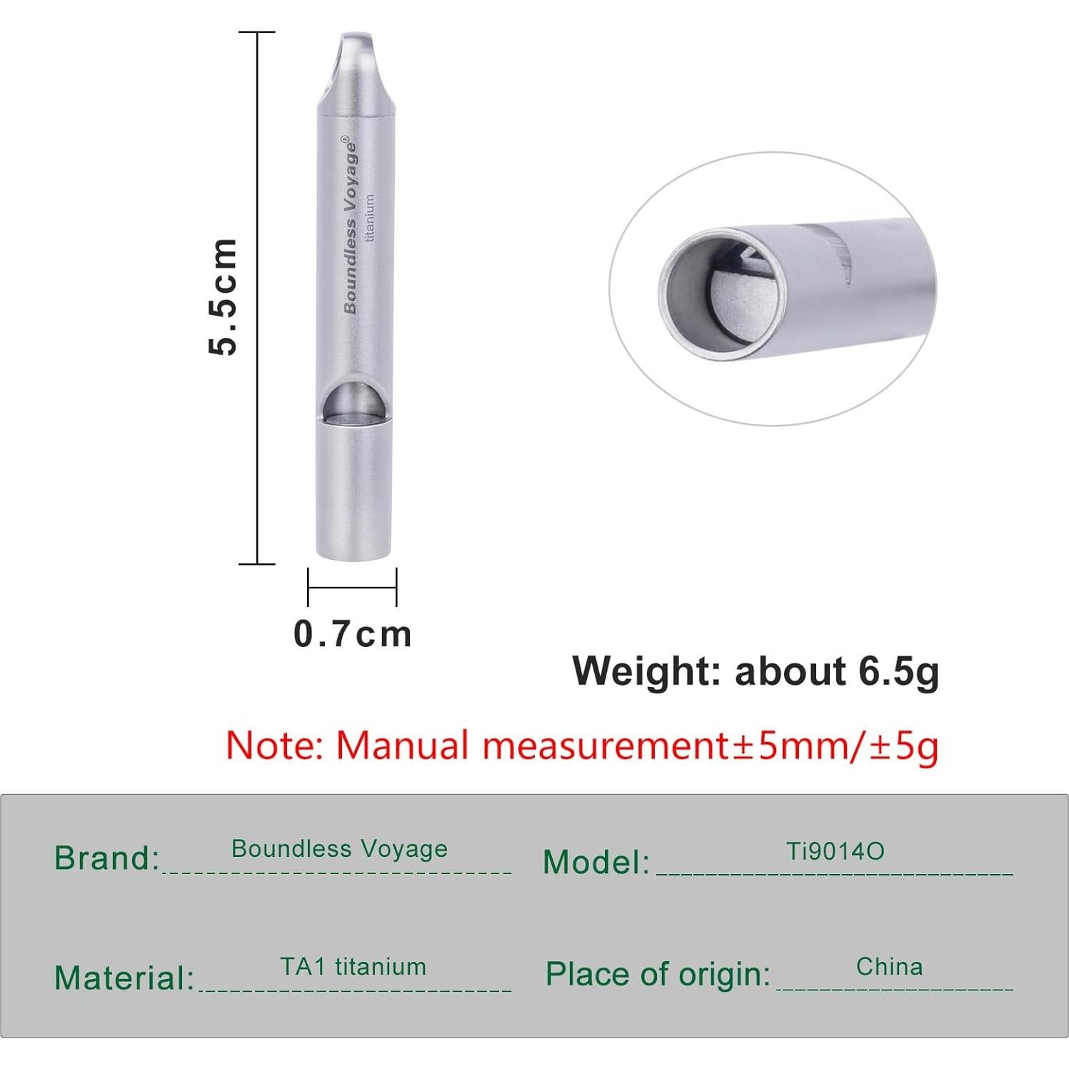 Silbato de Titanio Boundless Voyage Ti9014O 120dB para Emergencias