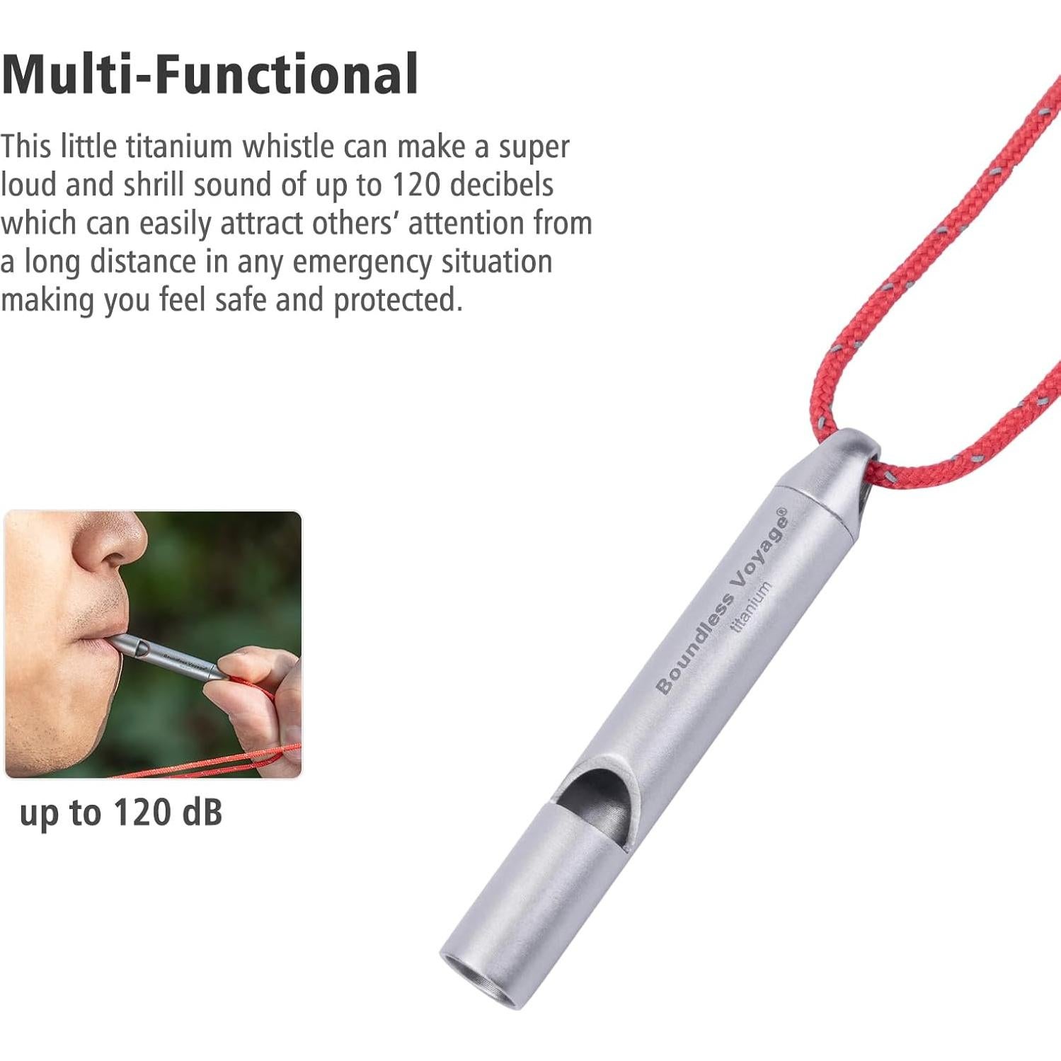 Silbato de Titanio Boundless Voyage Ti9014O 120dB para Emergencias