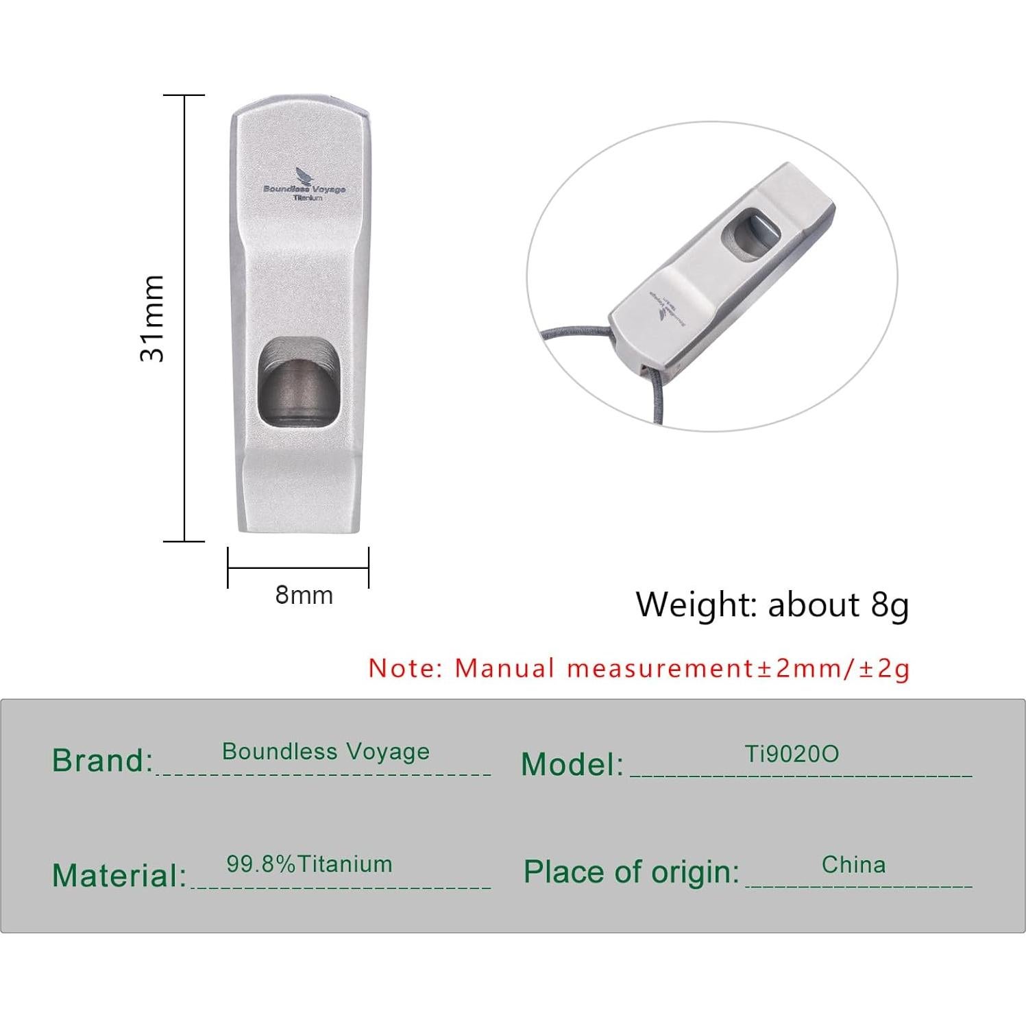 Silbato de Titanio iBasingo Ti9020O Ultra Ligero 120dB